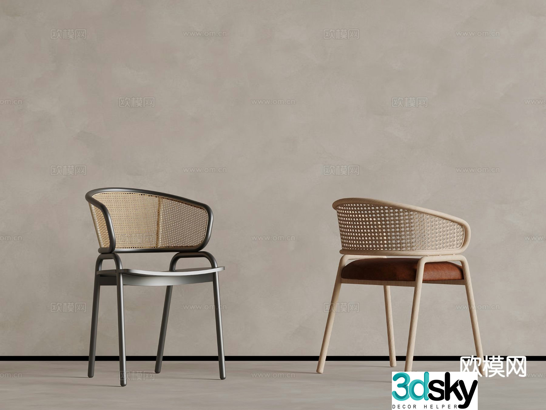 Wabi-sabi chair dining chair leisure chair 3d model