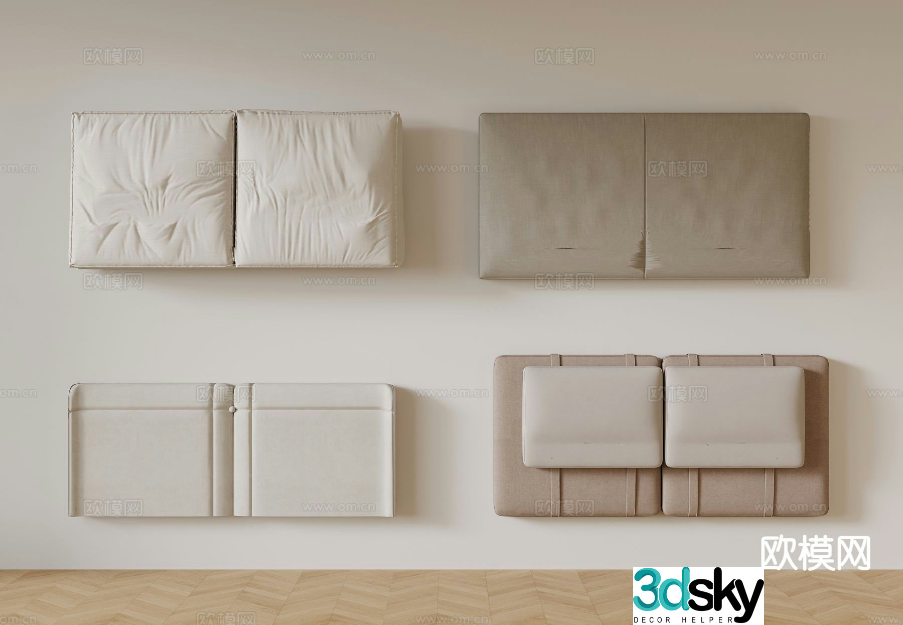 Cream style soft bag bed back 3d model