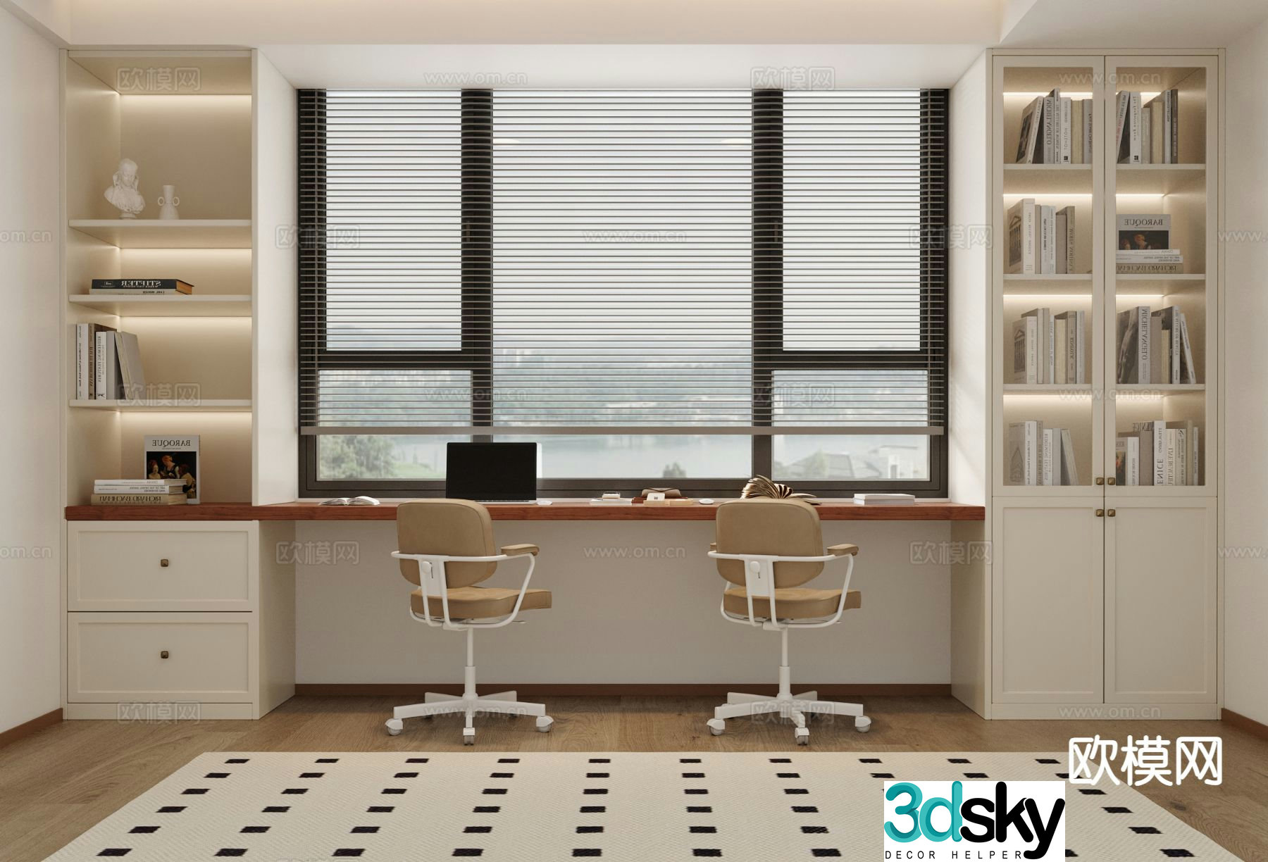 modern desk writing desk 3d model