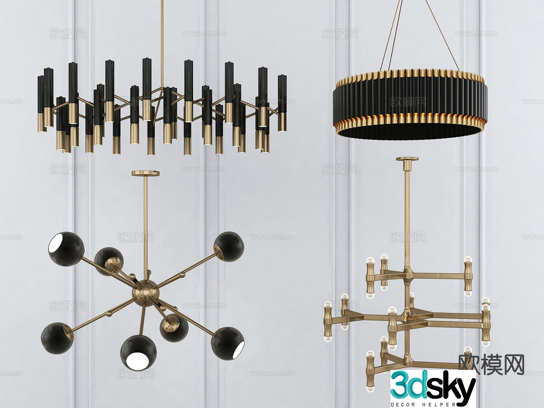 Nordic multi-head chandelier Octopus chandelier 3D model