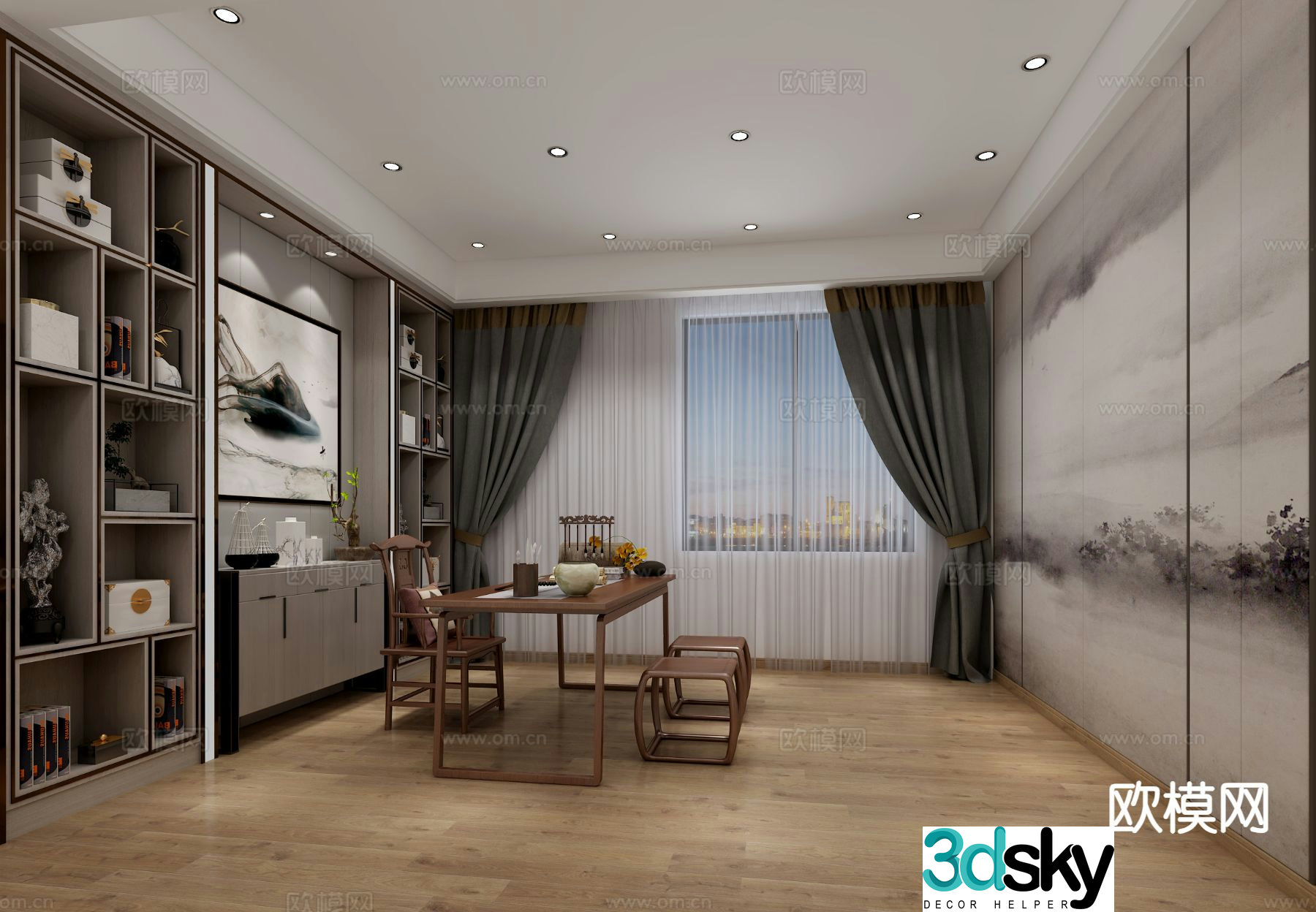 New Chinese style study 3D model