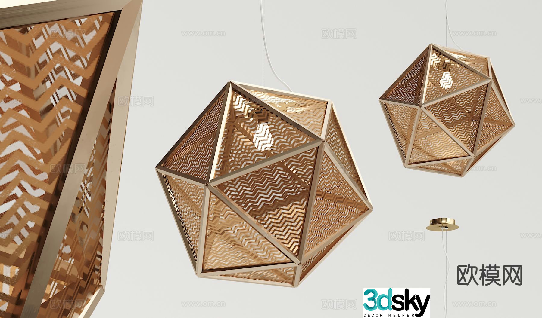 Modern geometric chandelier woven chandelier 3d model