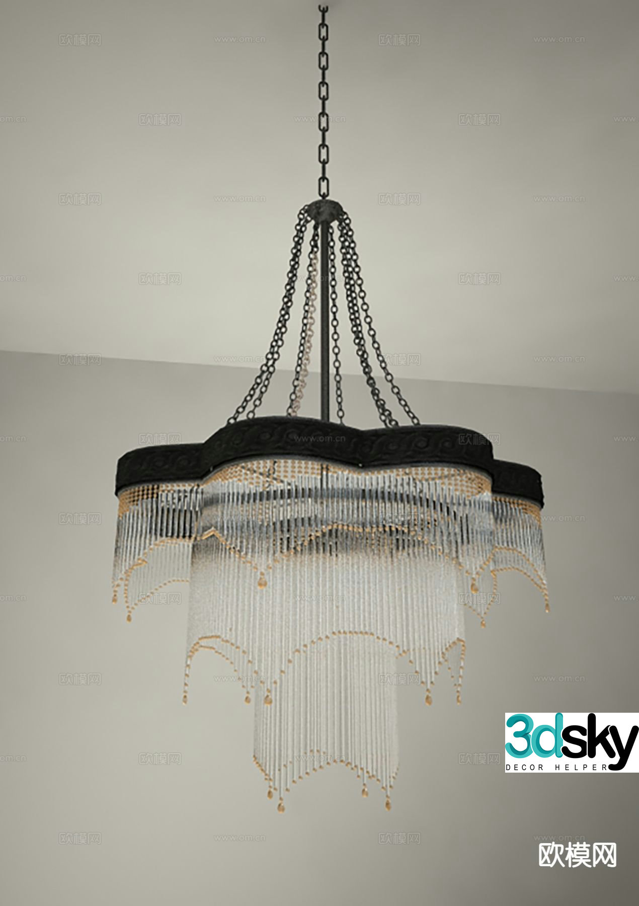 New Chinese style crystal chandelier 3d model