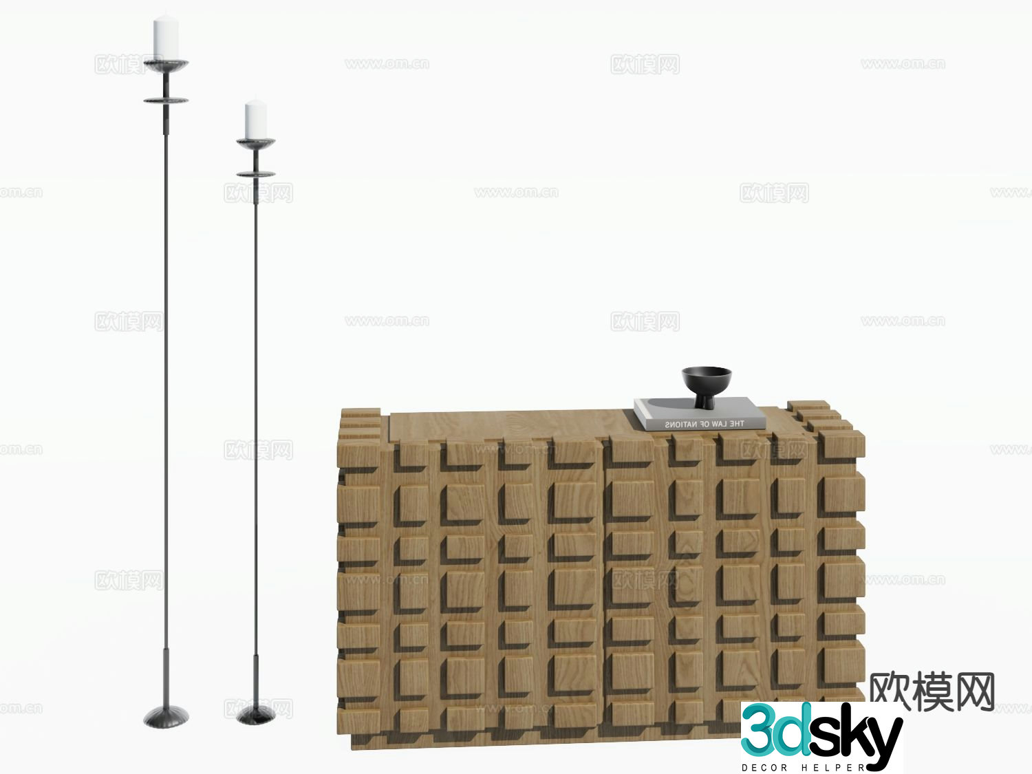 Medieval style side cabinet and entrance cabinet 3D model