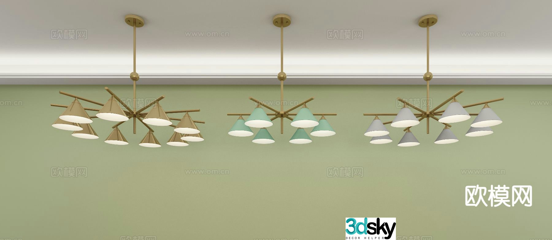 Light luxury chandelier hall chandelier 3d model