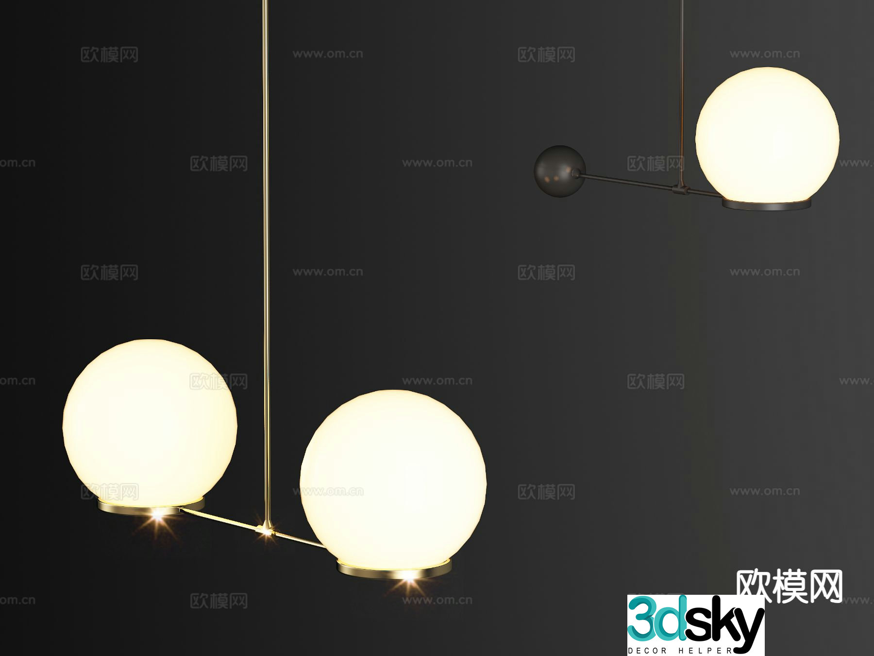 Modern metal chandelier 3d model