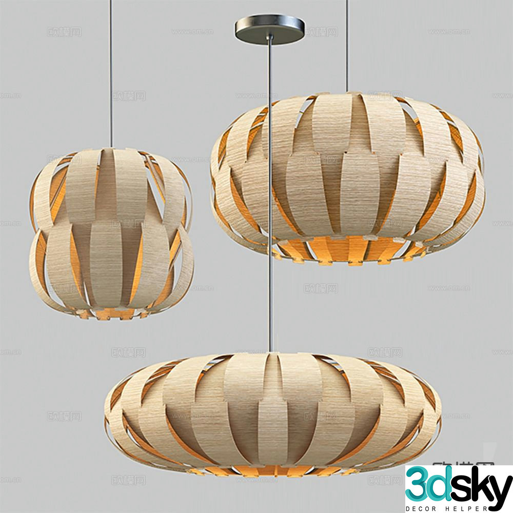 Chinese rattan chandelier art chandelier 3d model