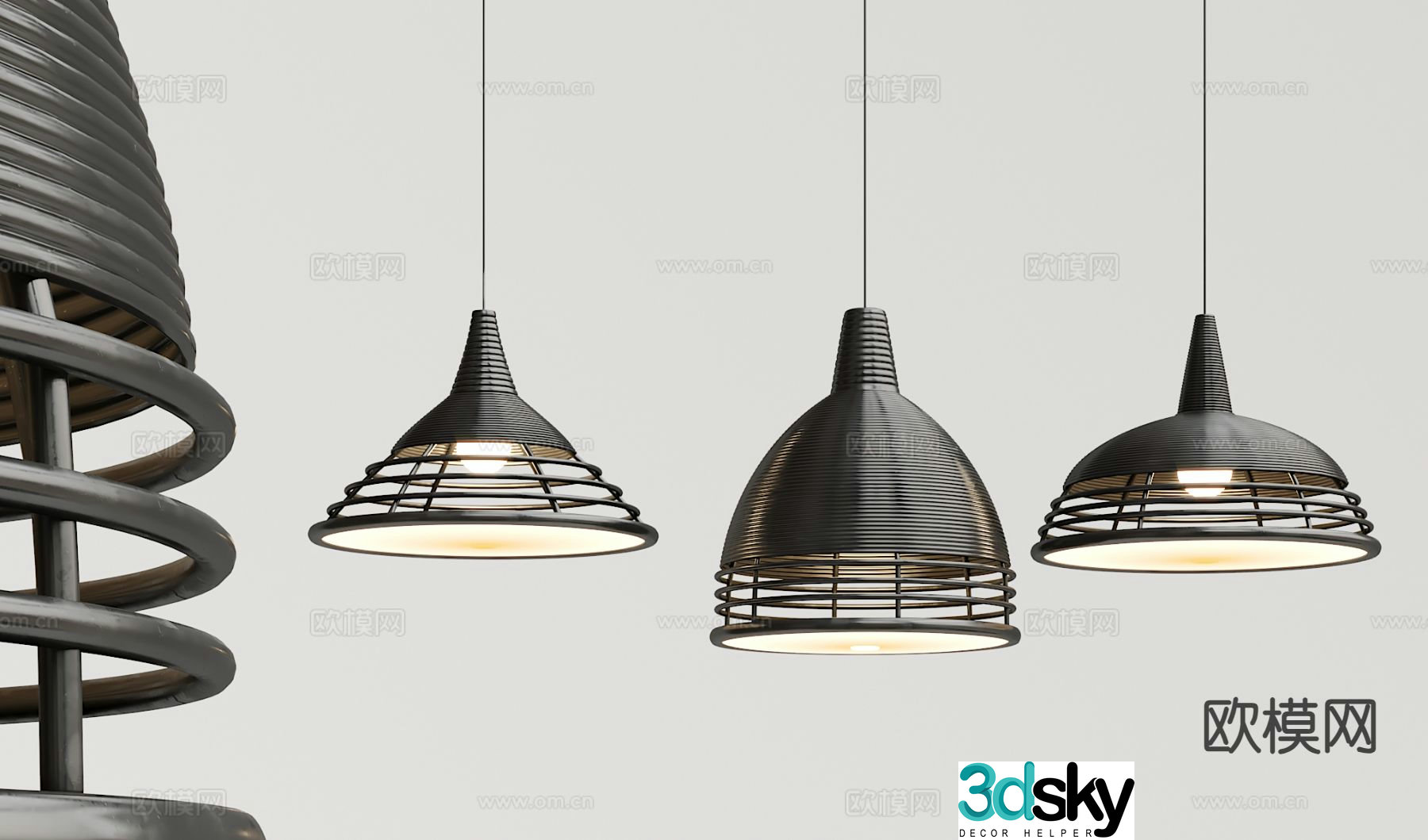 Industrial style painted chandelier 3d model