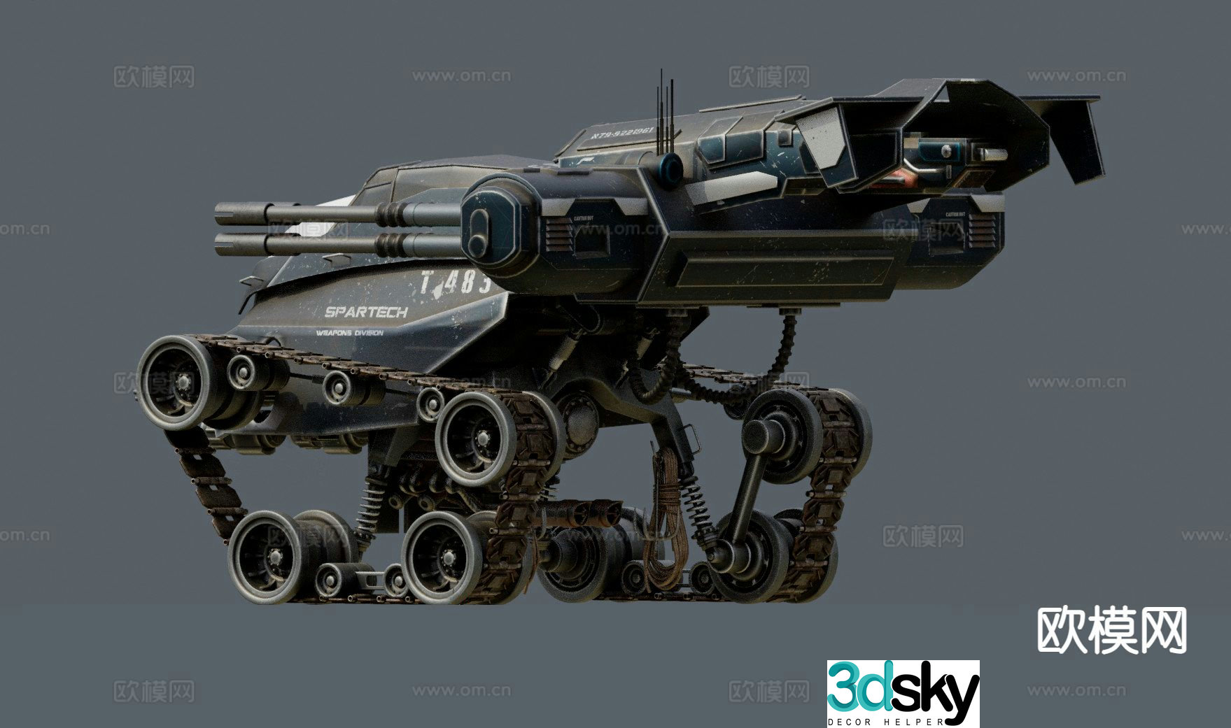 combat vehicle gun carriage 3d model