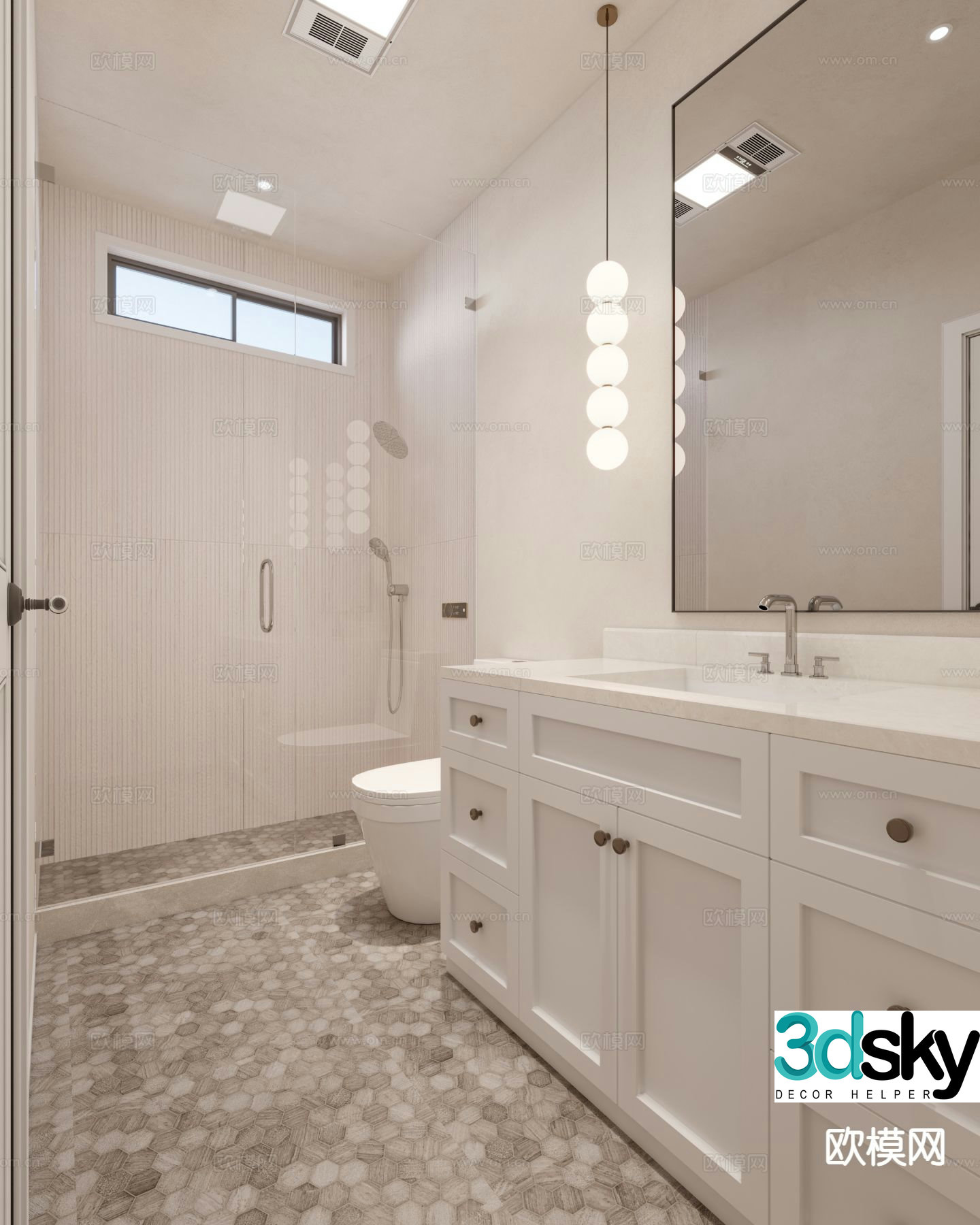 Cream style bathroom bathroom toilet 3d model