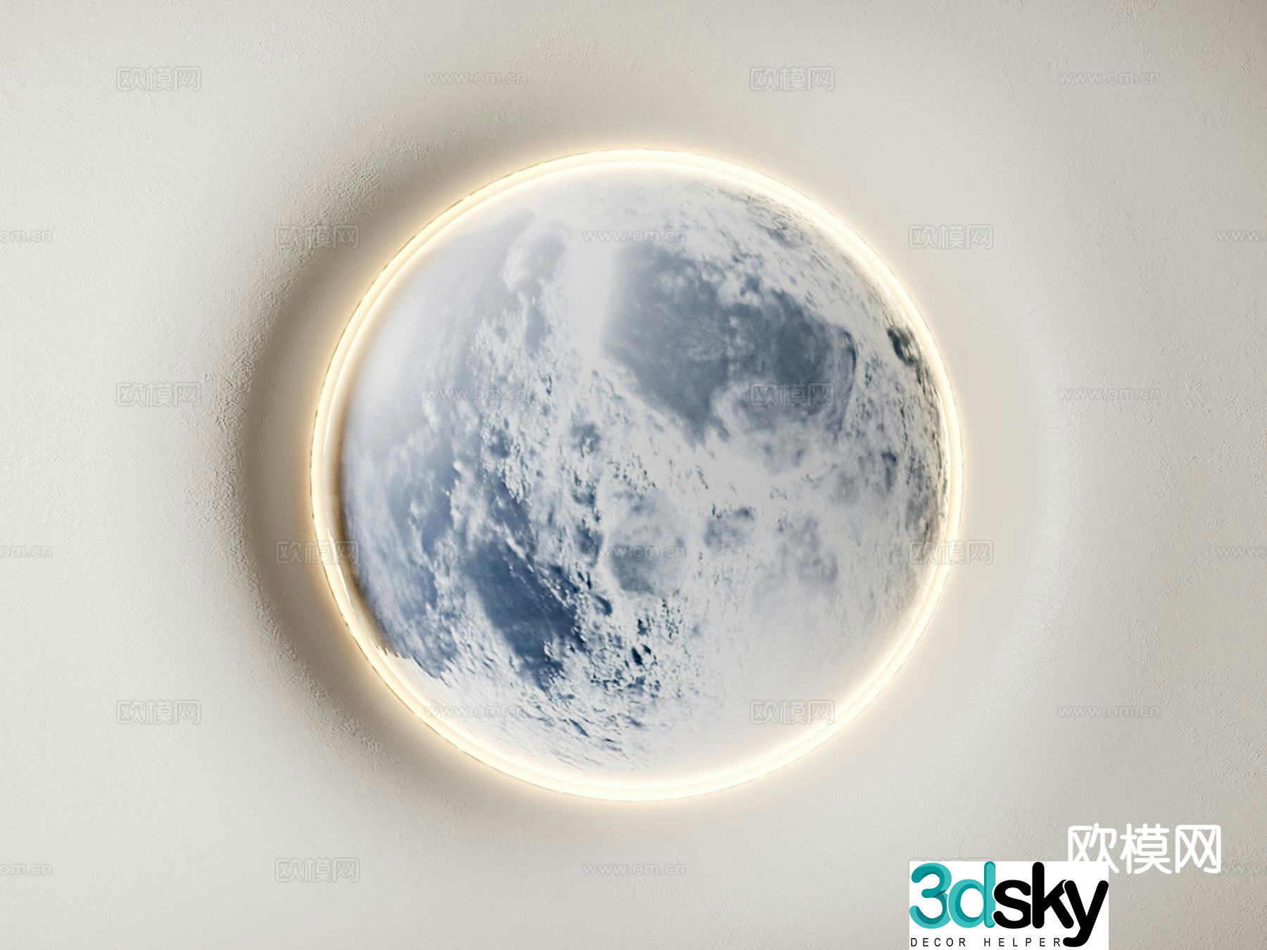 Modern moon lamp wall lamp plaster lamp 3d model