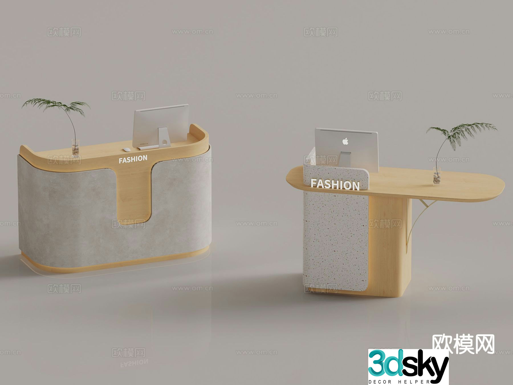 Wabi-sabi style reception desk 3D model