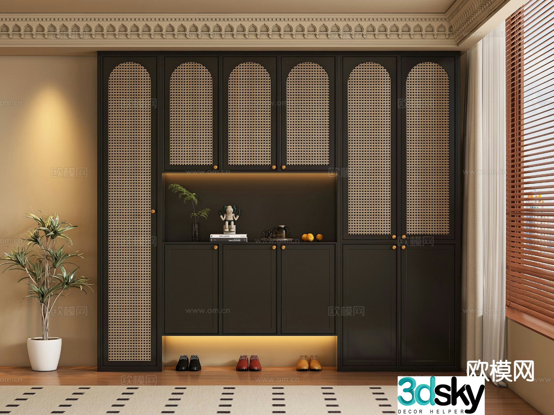 Medieval style shoe cabinet 3D model