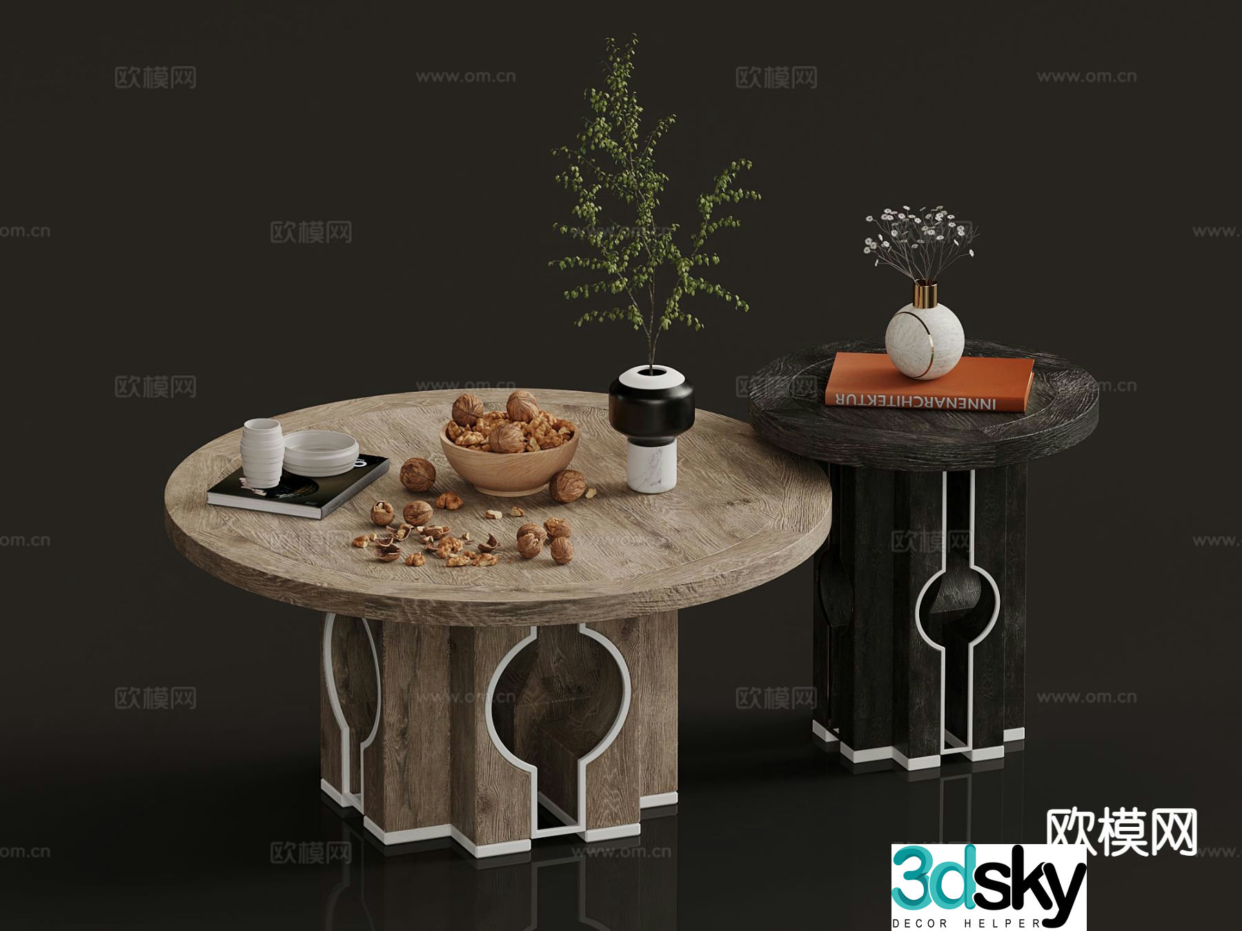 Medieval style coffee table mother-in-law coffee table 3d model