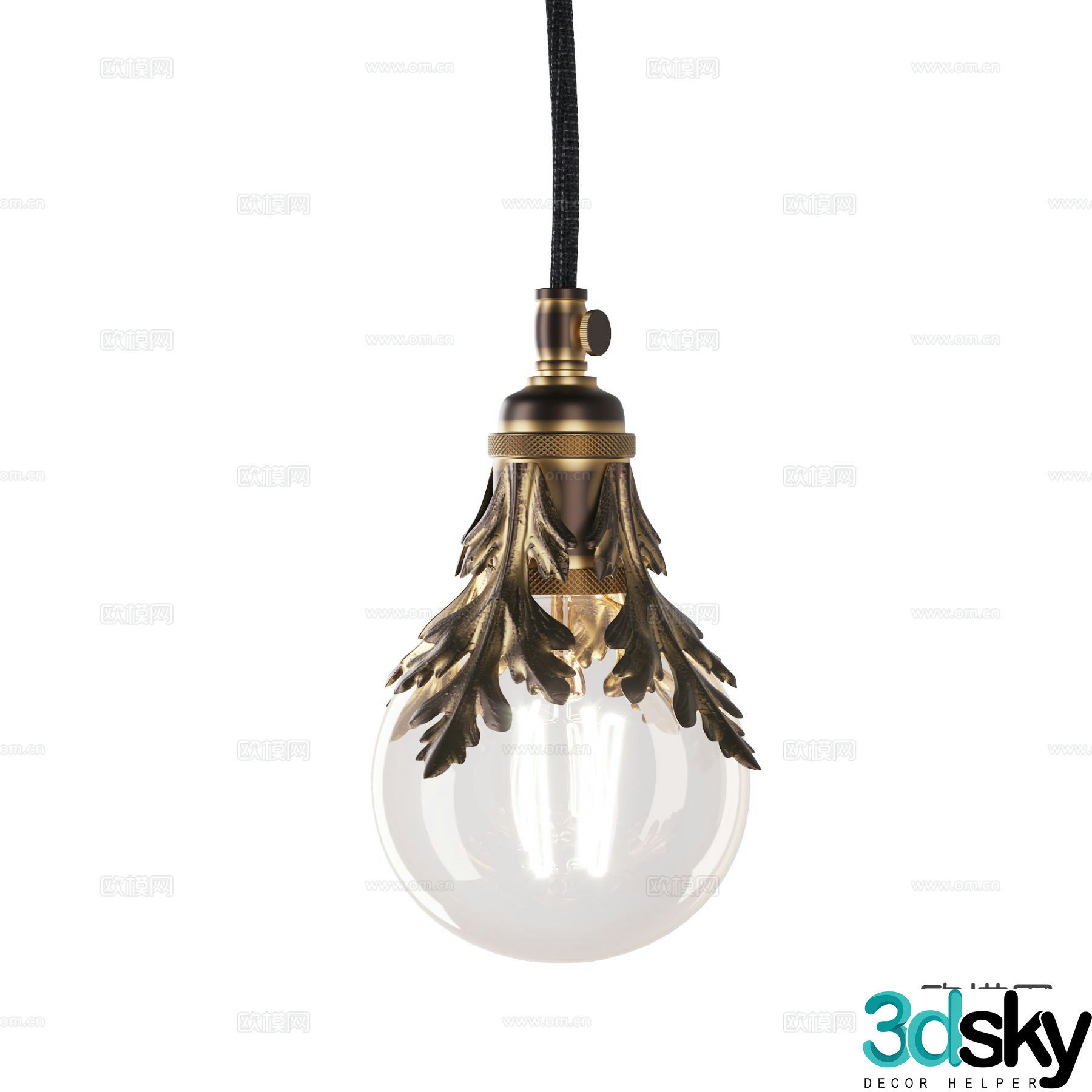 European classical chandelier bulb lamp 3d model