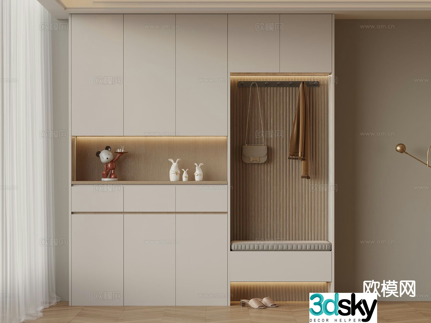 Modern entrance shoe cabinet 3d model