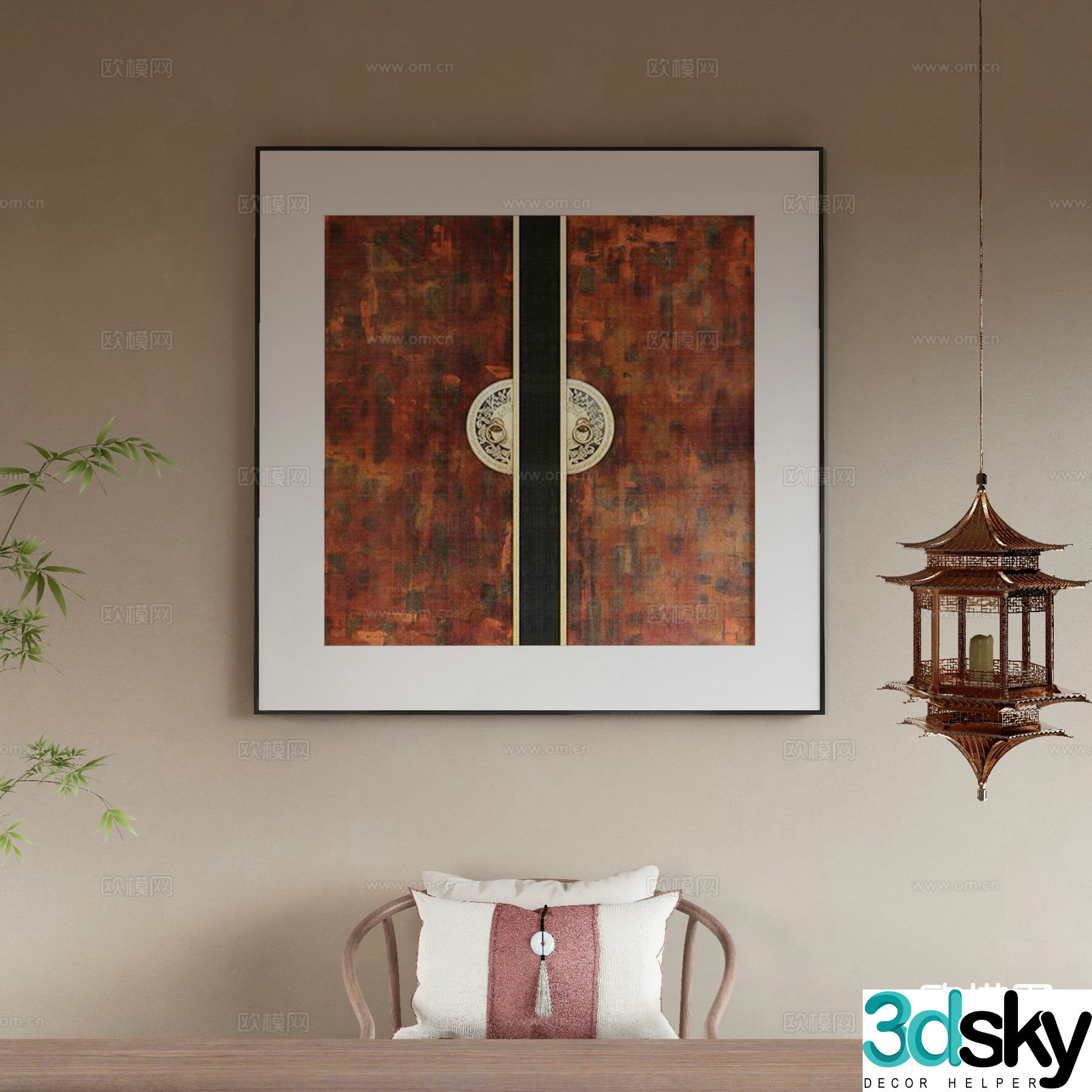 New Chinese style decorative painting art painting hanging painting 3d model