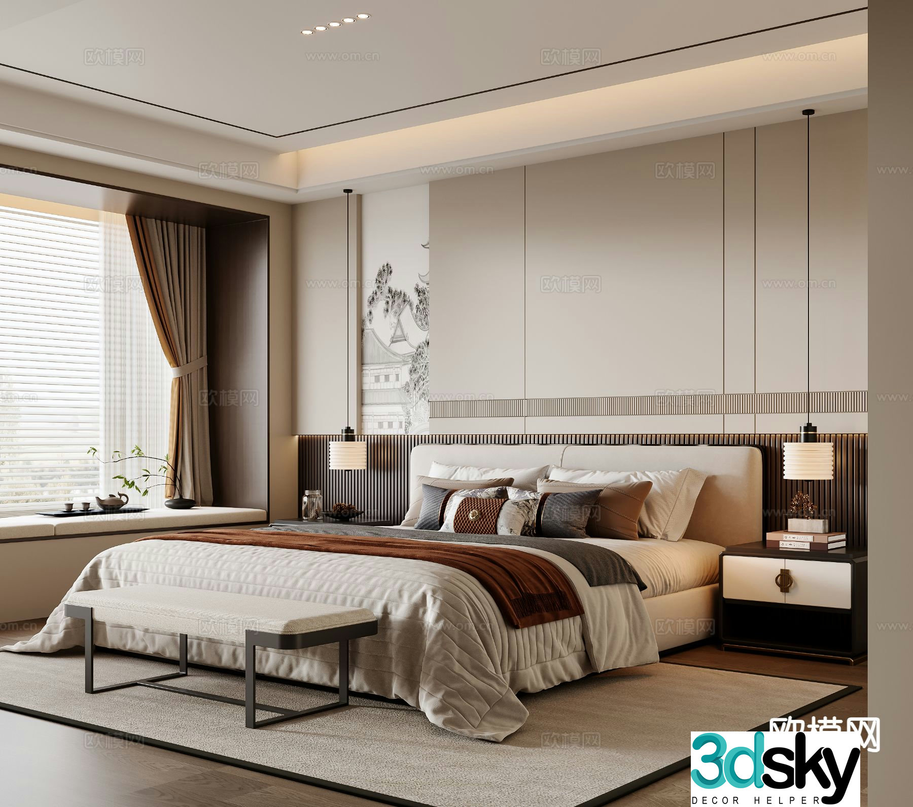 New Chinese style bedroom master bedroom 3d model