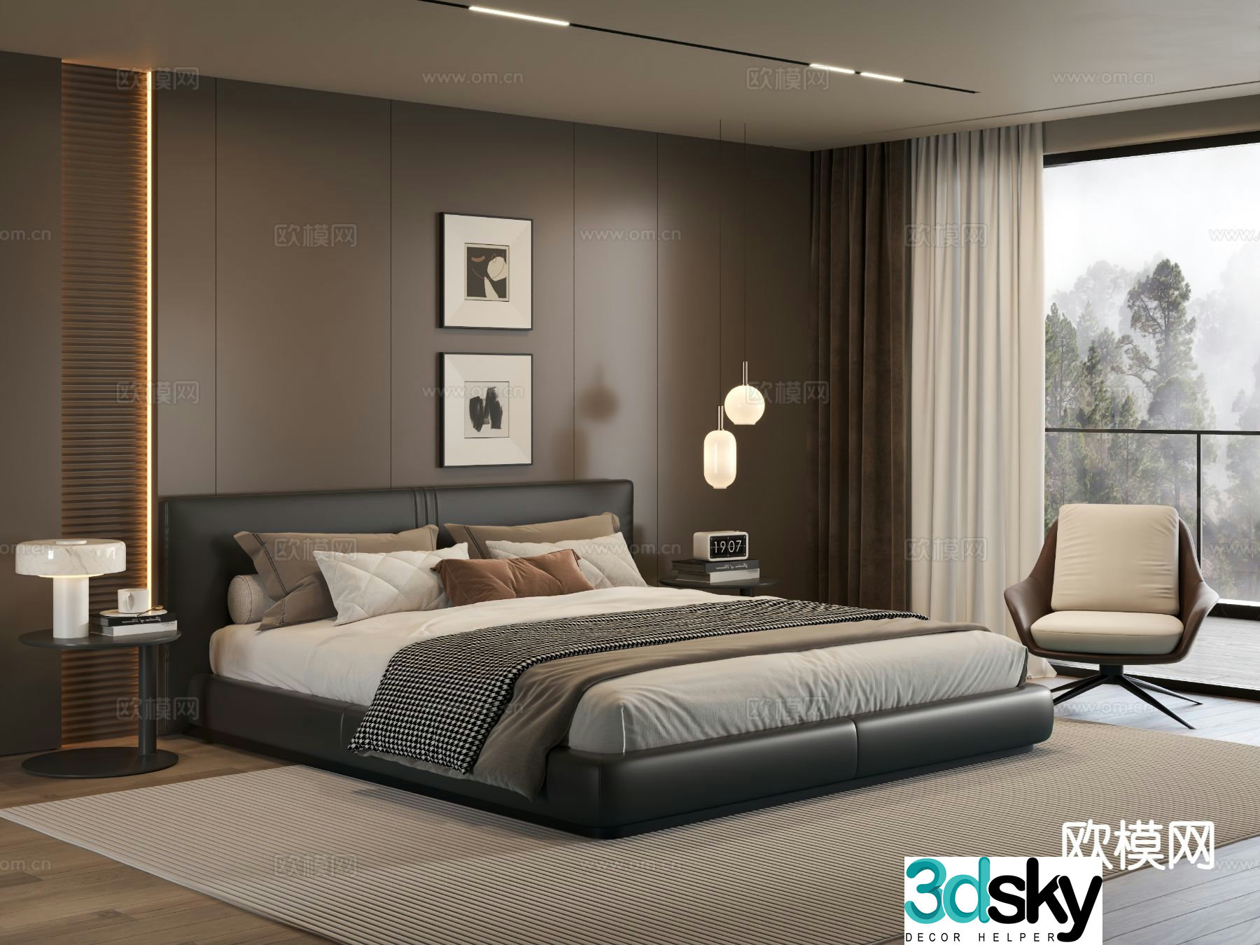 Italian style bedroom master bedroom 3d model