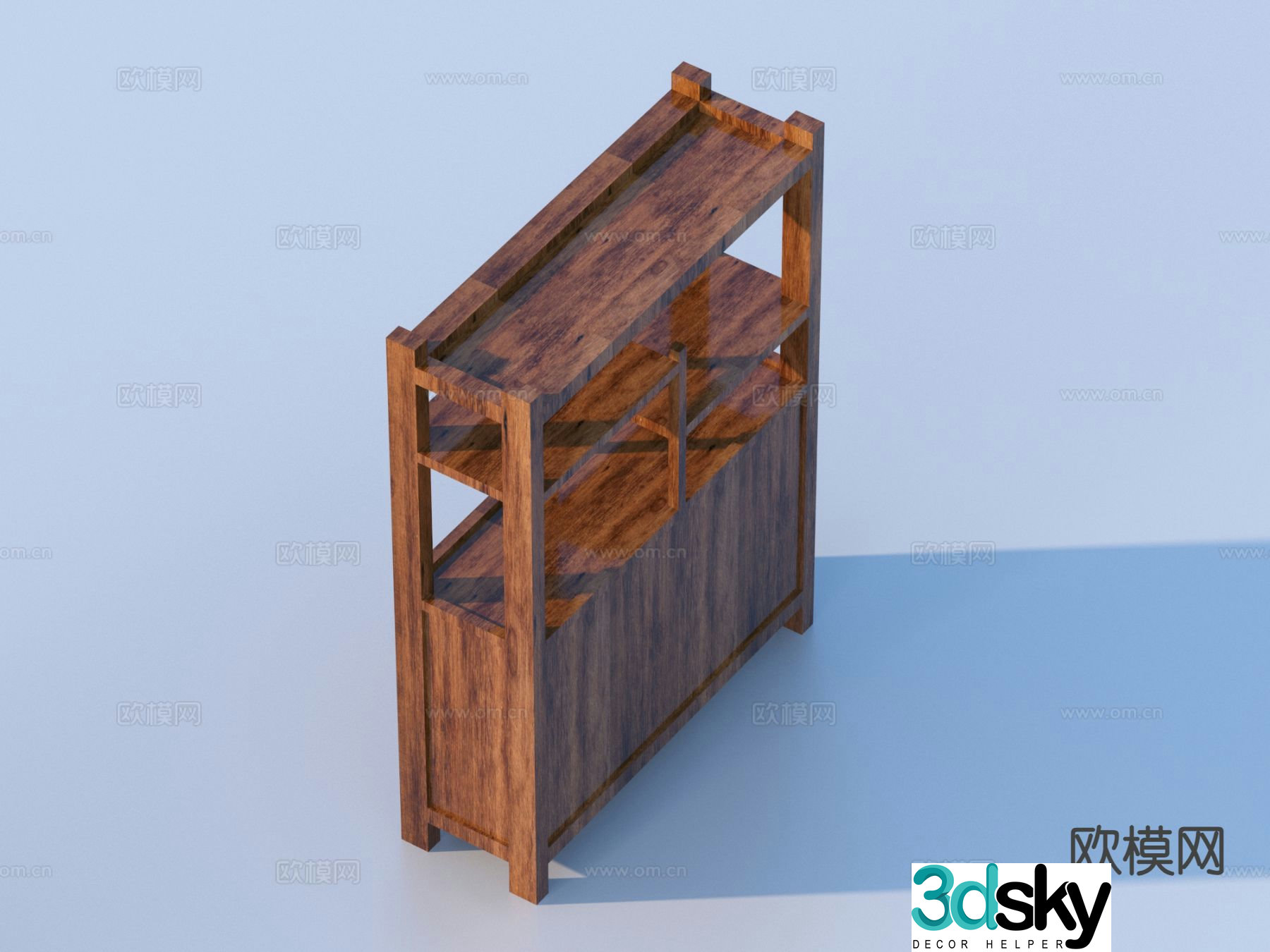 Modern wooden cabinet shelf 3d model