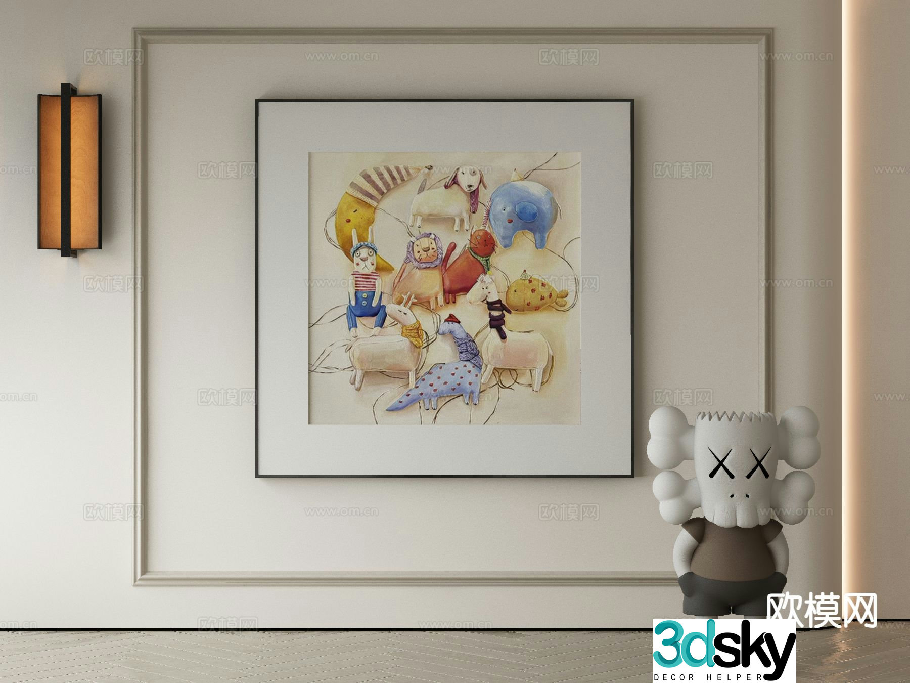 Modern decorative painting hand painting cartoon painting 3d model