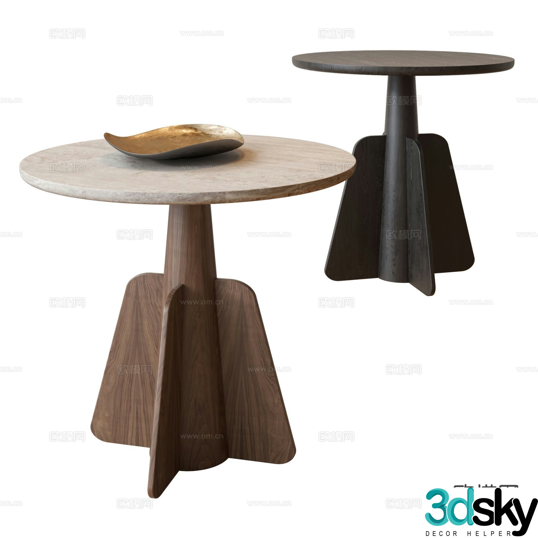 Medieval corner table side table round table 3D model