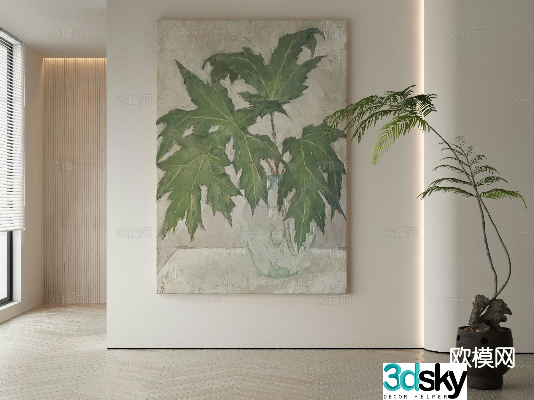Wabi-sabi painting texture painting decorative painting hanging painting 3D model