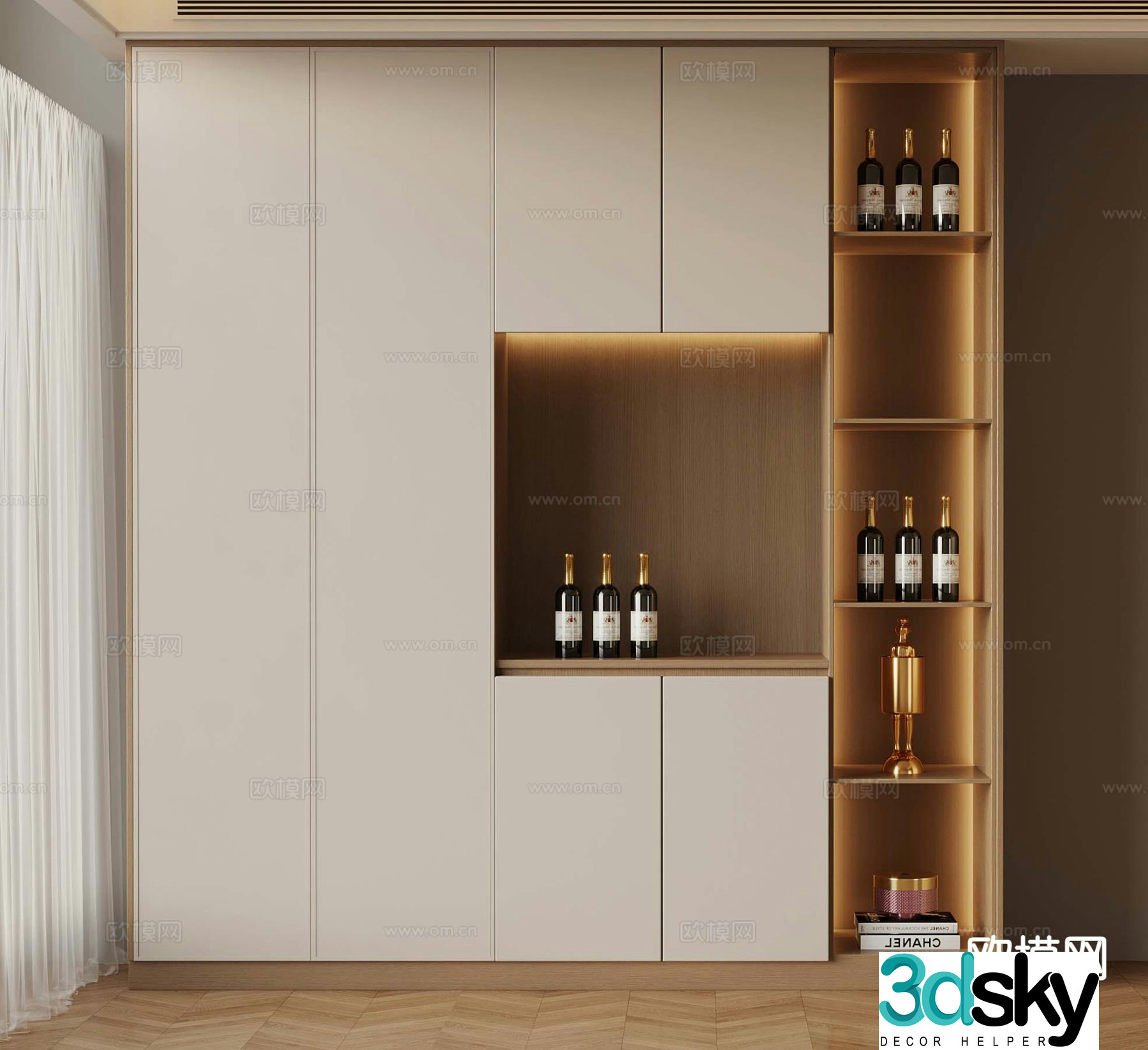 Modern wine cabinet sideboard 3d model