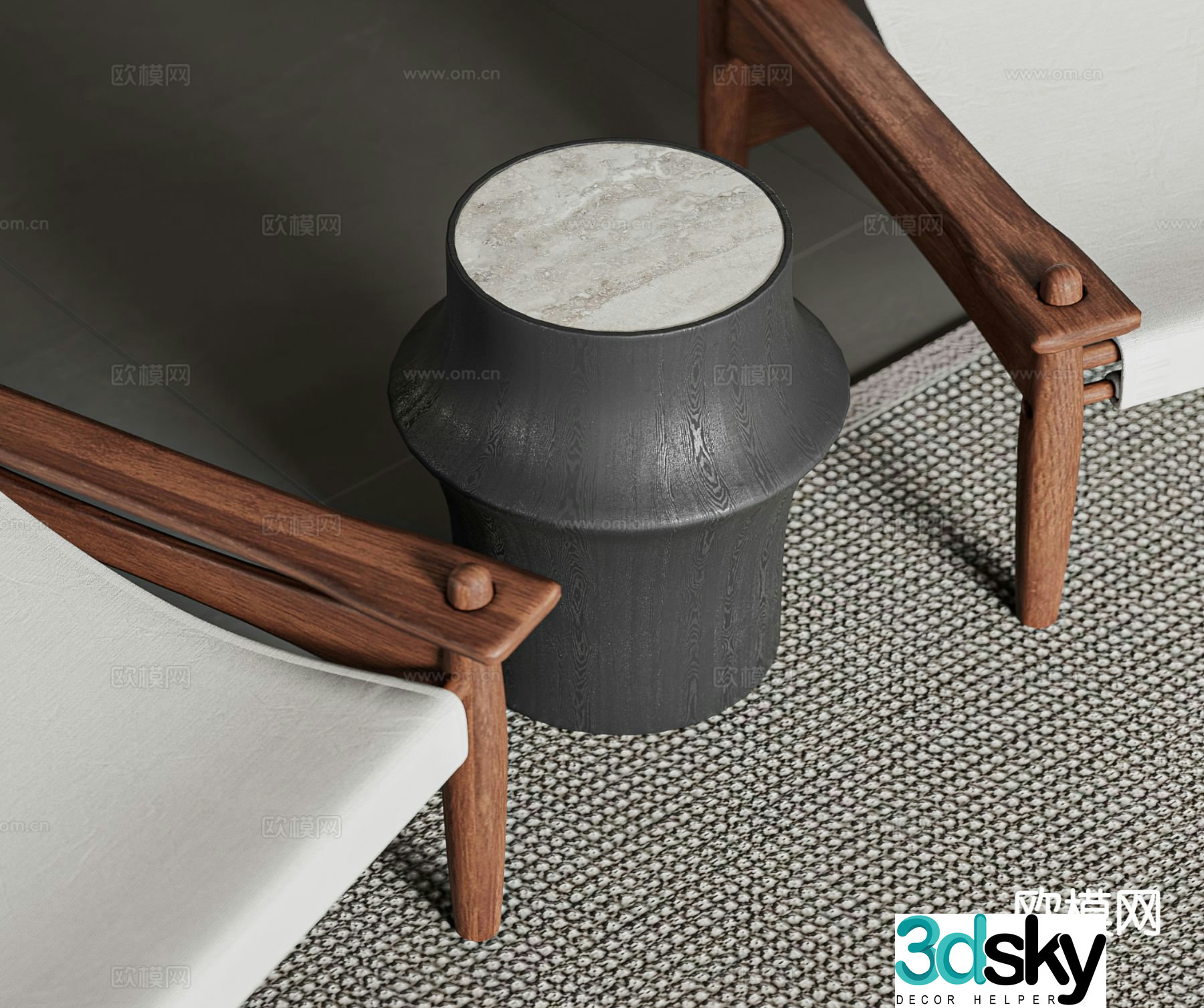Modern side table corner table round table 3D model