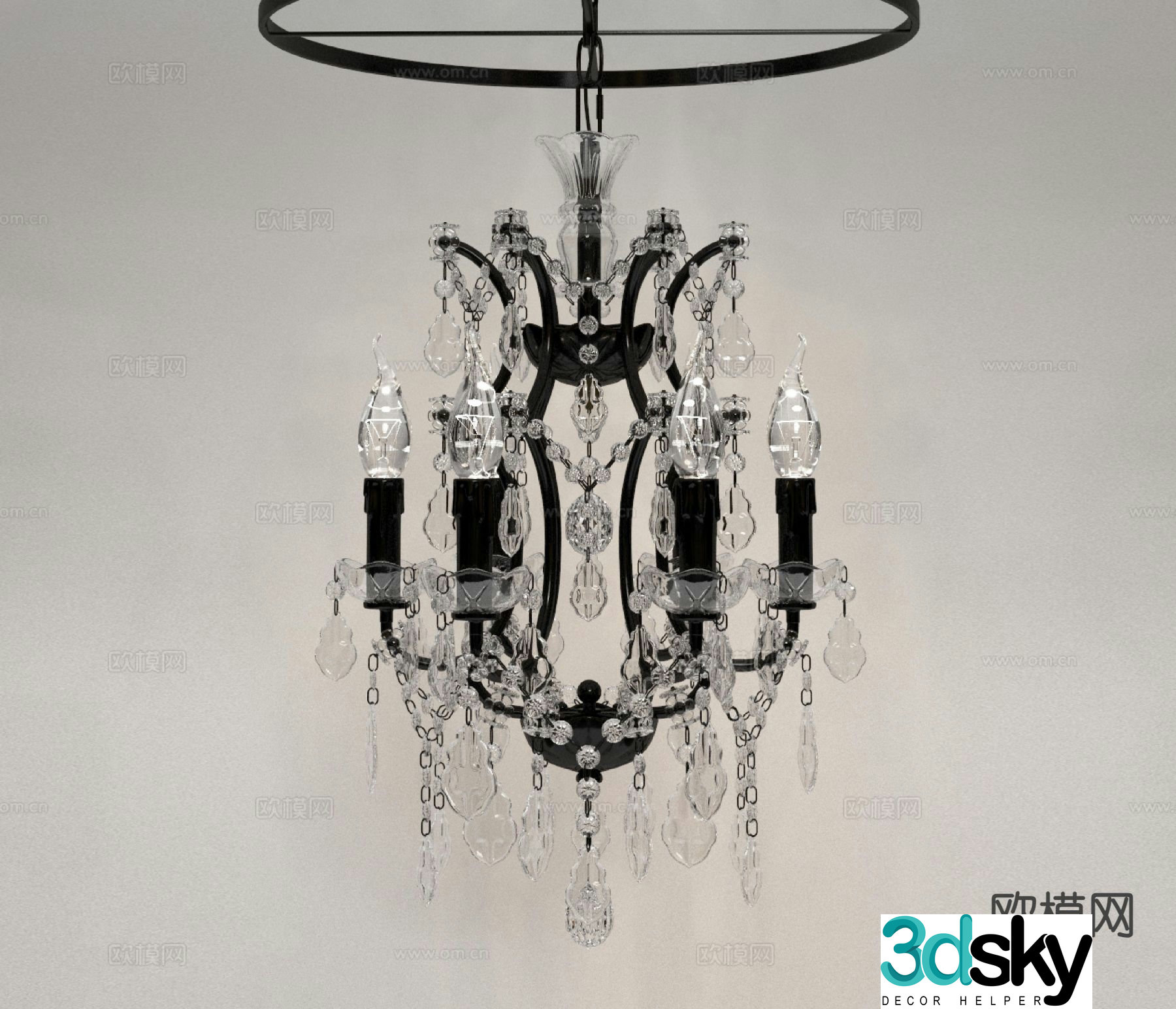 European crystal chandelier 3d model