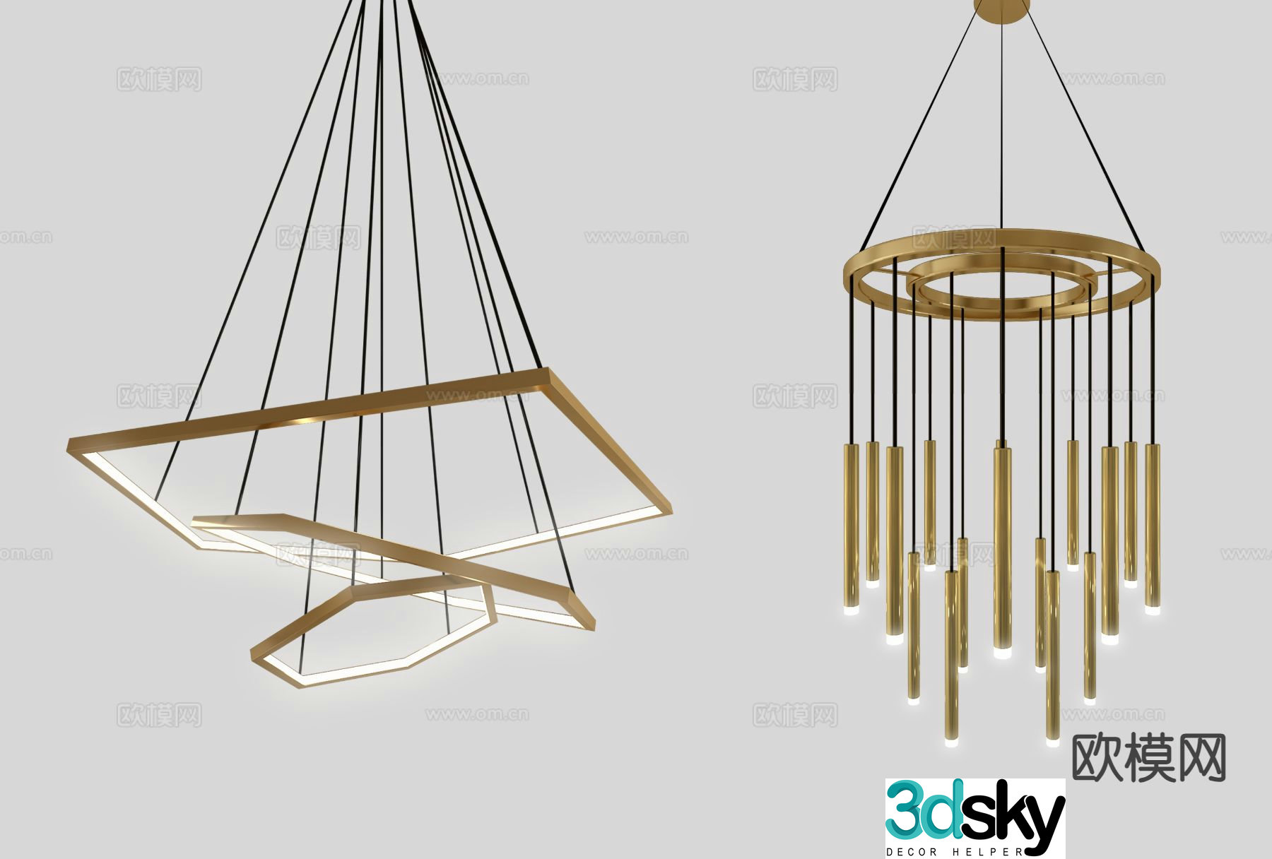 Modern metal chandelier 3d model