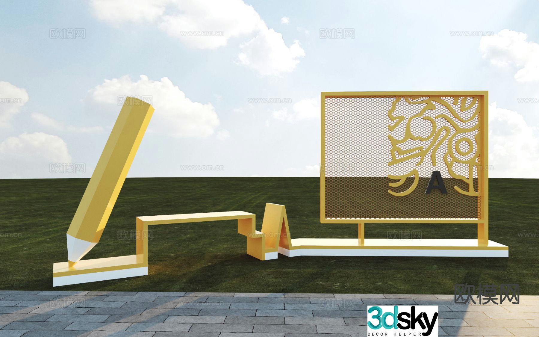 Landscape sketch landscape seat 3d model