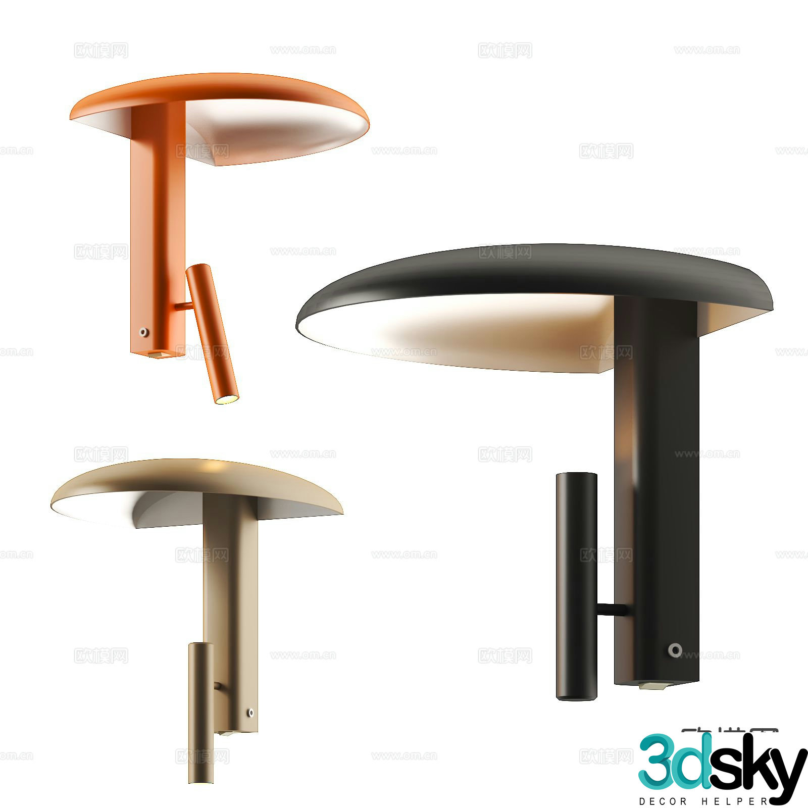 Modern metal wall light 3d model