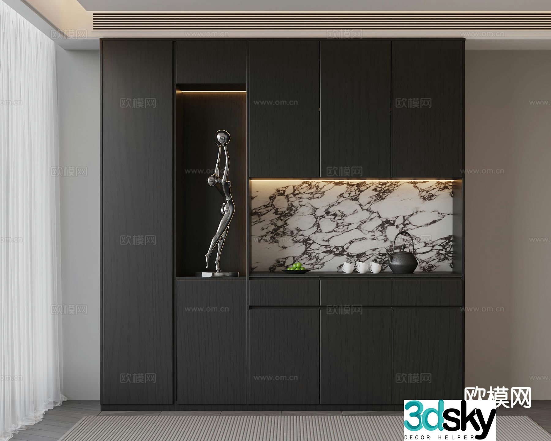 Modern wine cabinet sideboard 3d model