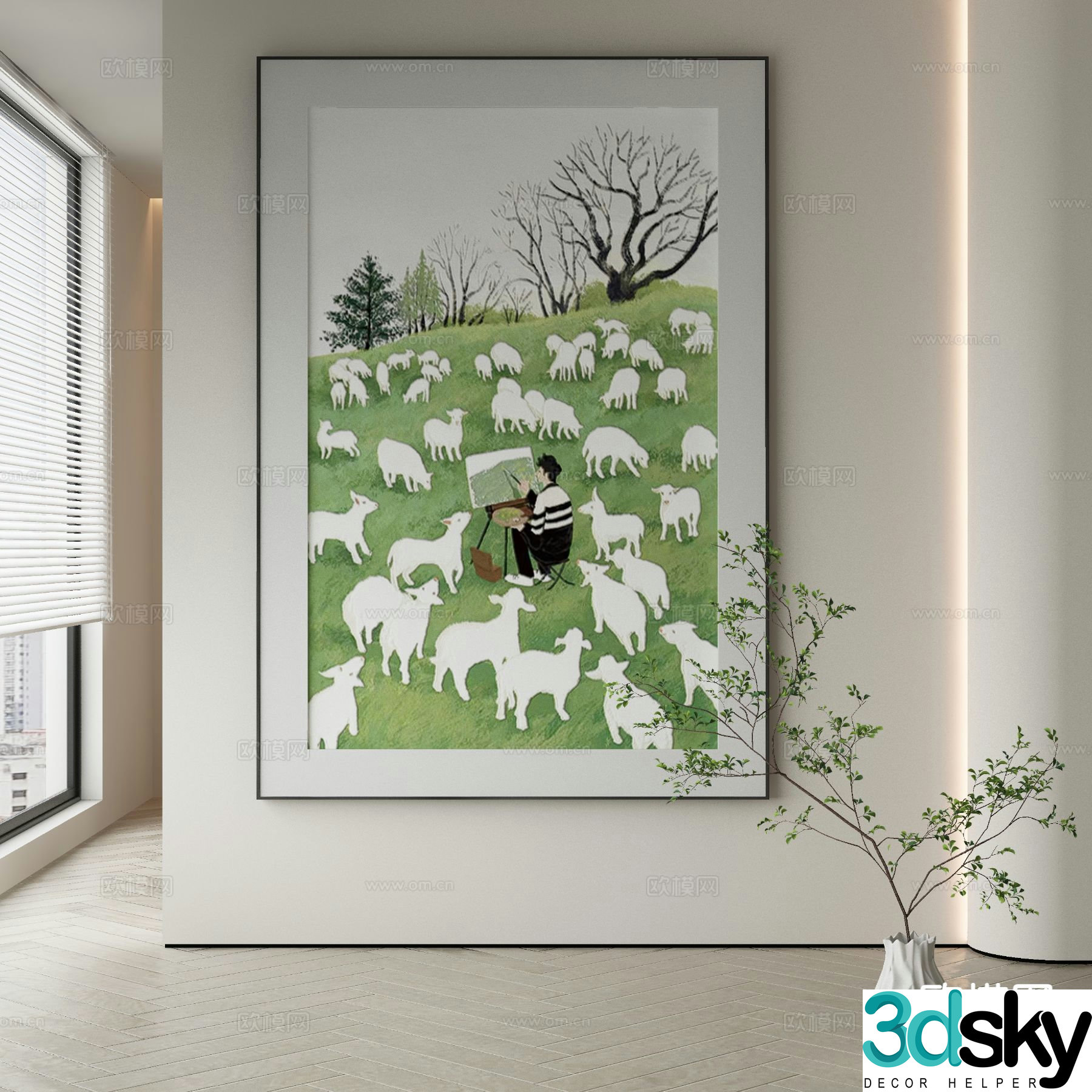 Decorative painting art painting hanging painting 3d model