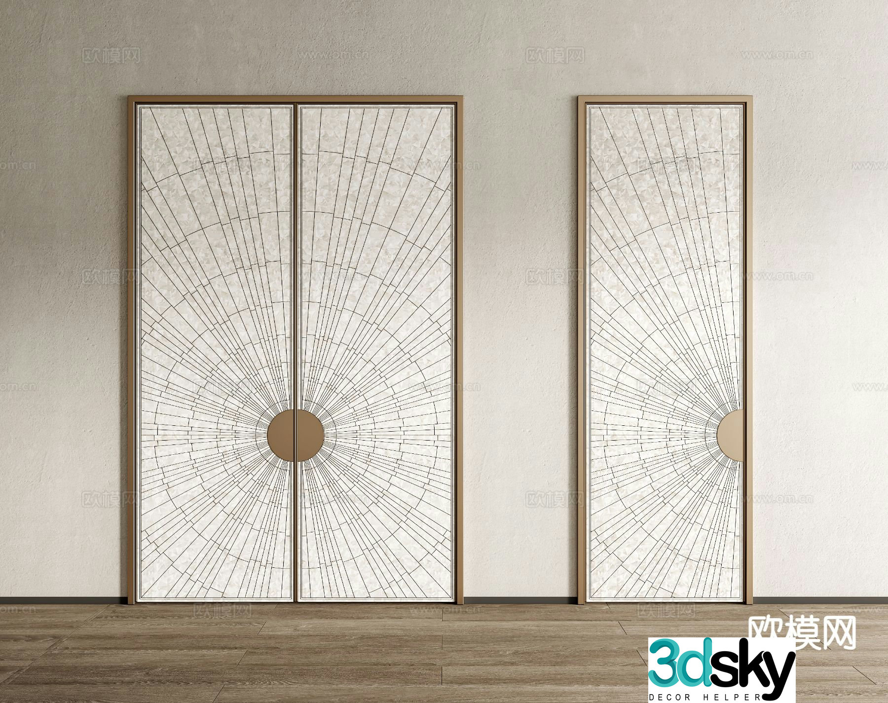 Mother of pearl door double door 3d model