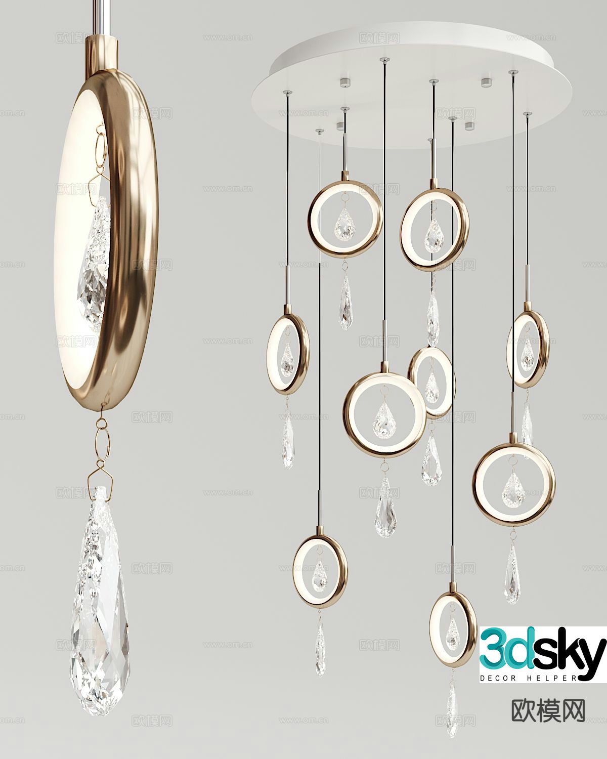 Modern ring chandelier crystal chandelier 3d model
