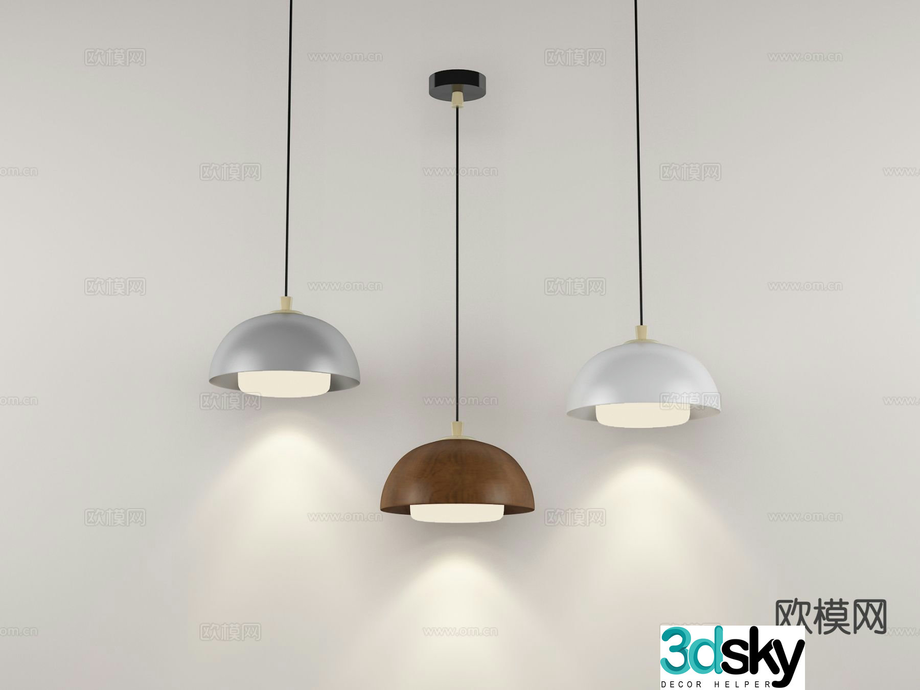 Nordic wood grain chandelier 3d model