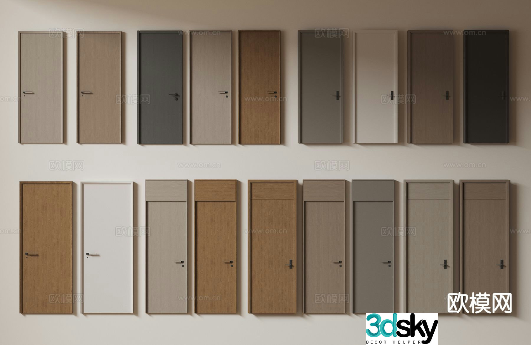 Modern single door room door bedroom door flat door 3d model