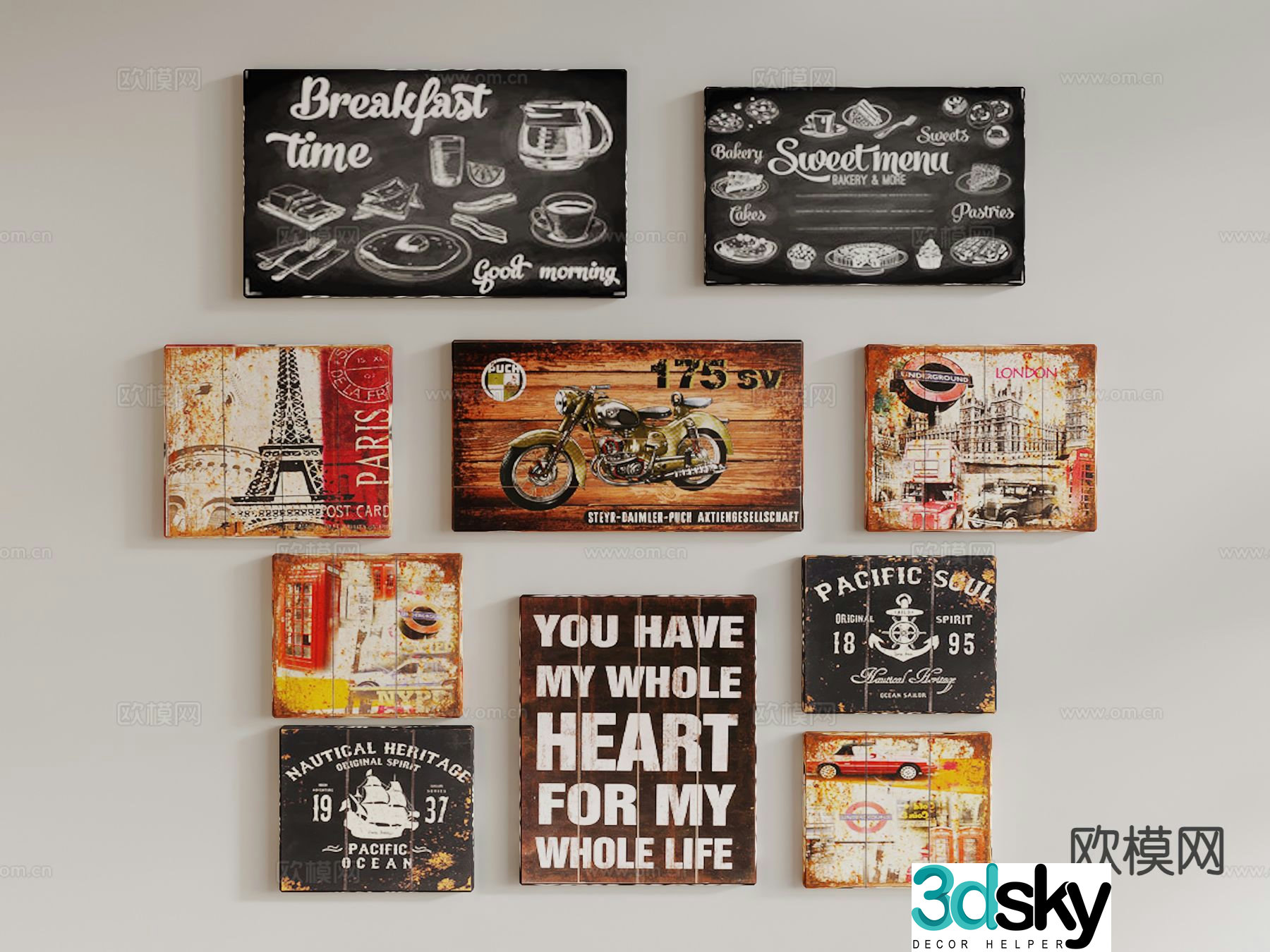 Modern hanging painting retro painting 3d model