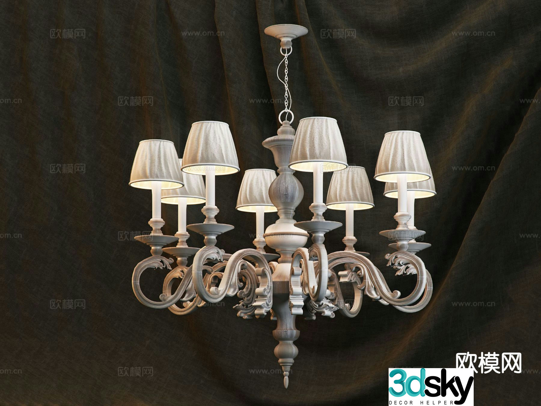 European style chandelier hall chandelier 3d model