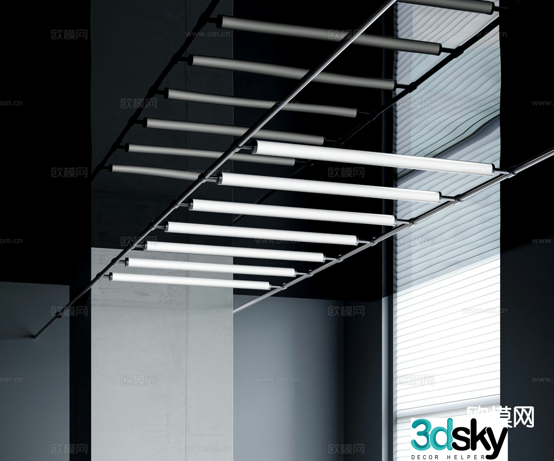Modern skyline wall light 3d model
