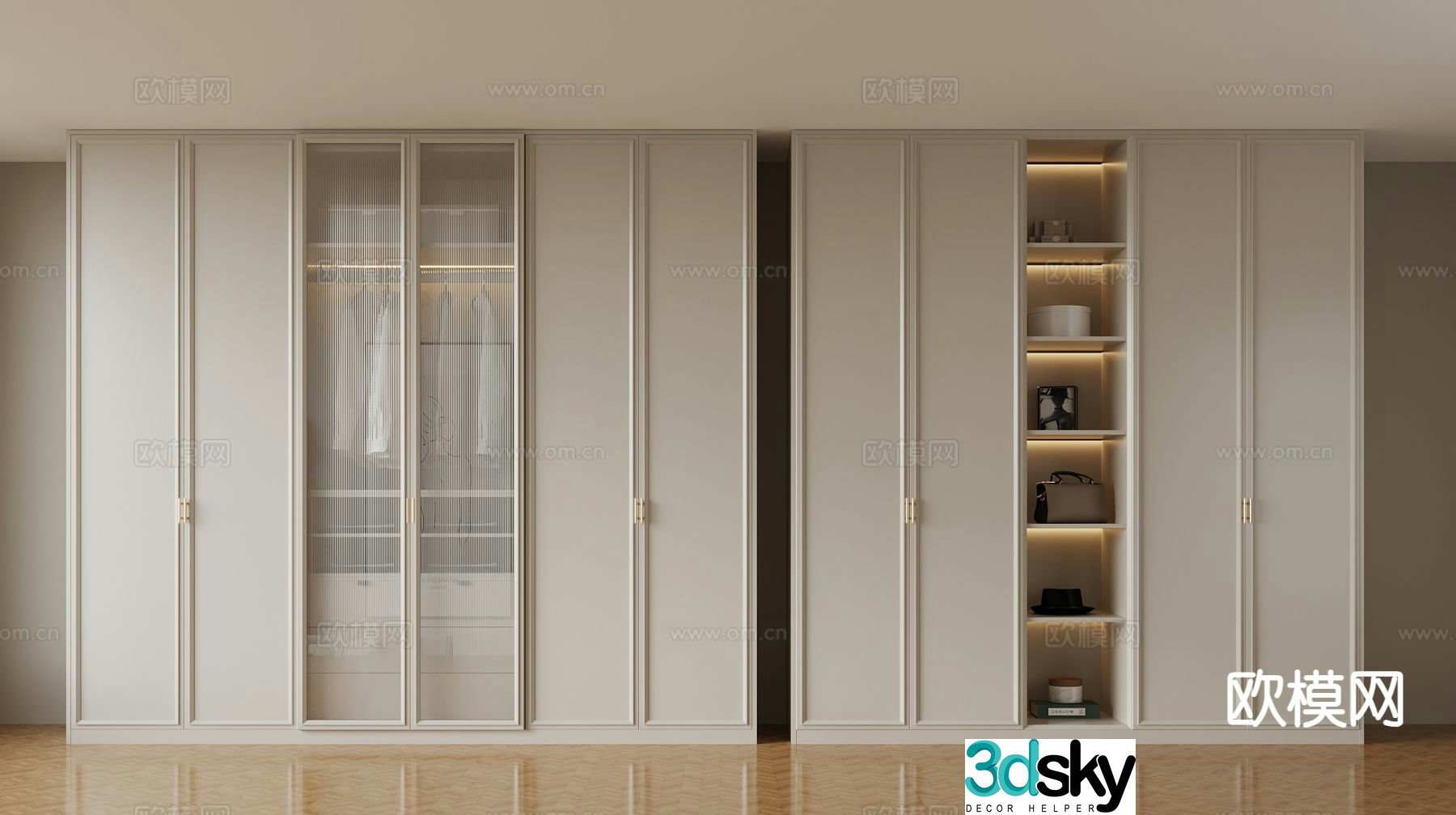French wardrobe cream style wardrobe 3d model