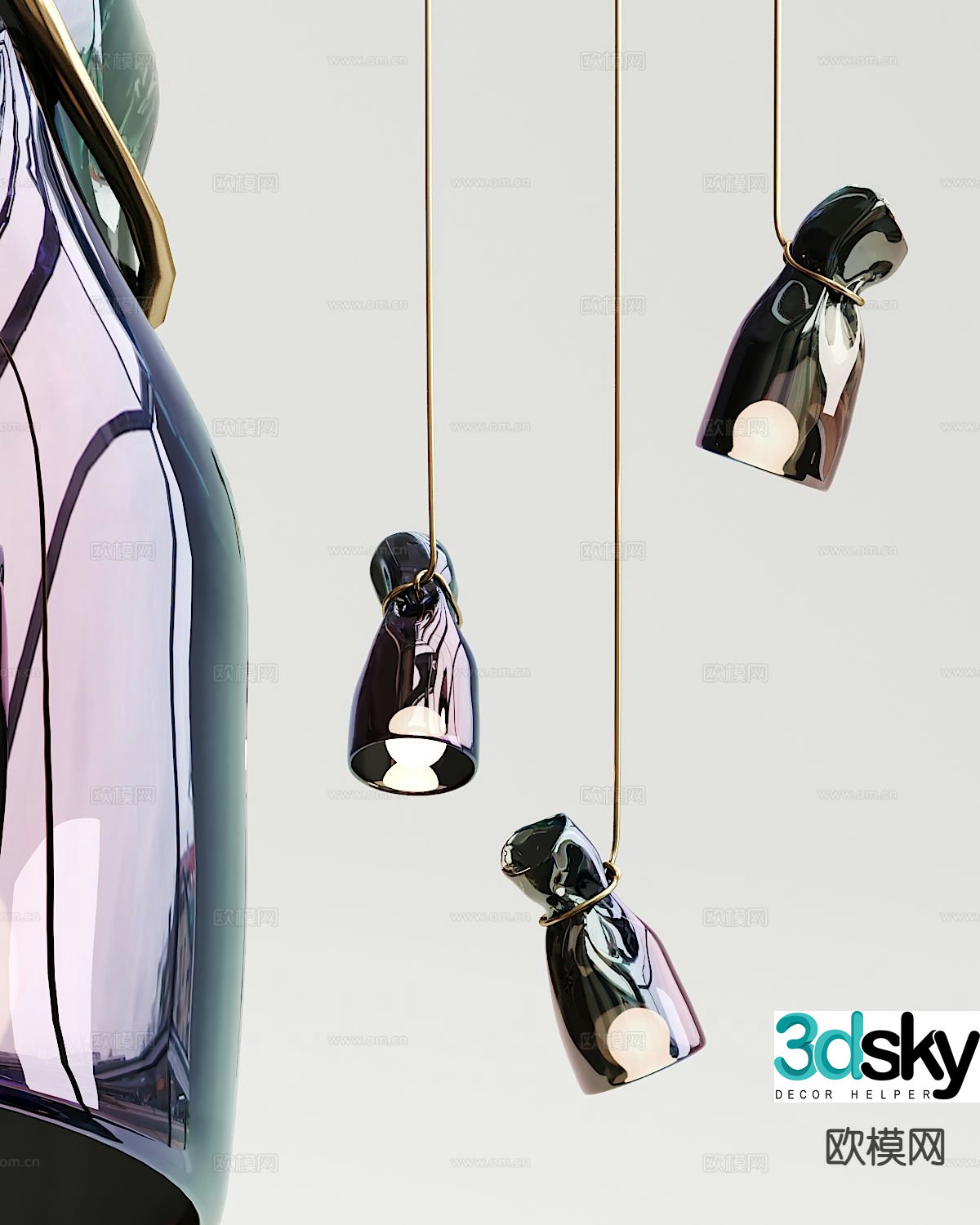 Modern glass chandelier black small chandelier 3d model