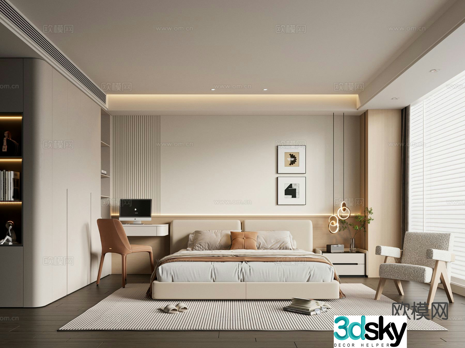 Modern bedroom master bedroom 3d model
