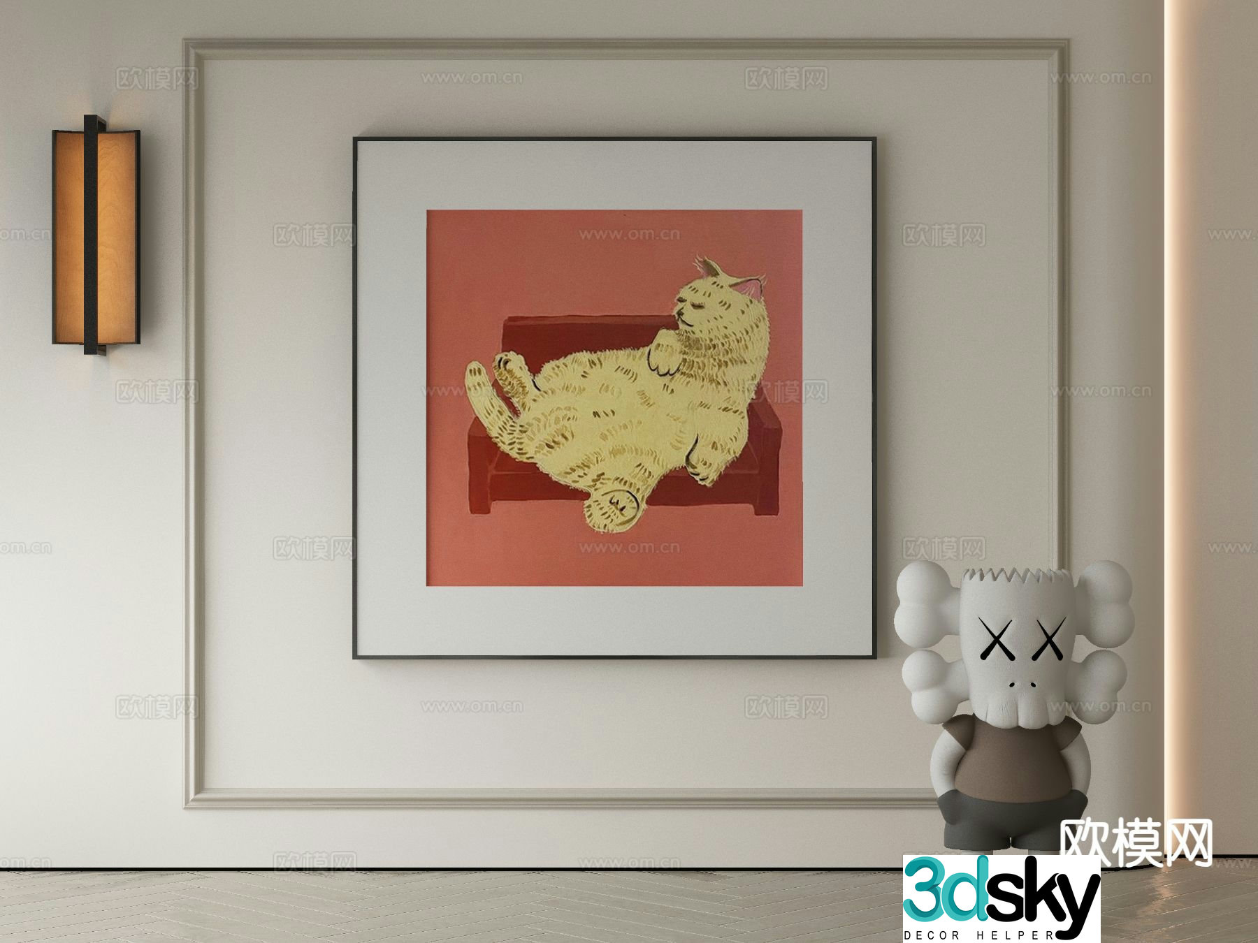 Modern decorative painting cat hanging painting 3d model