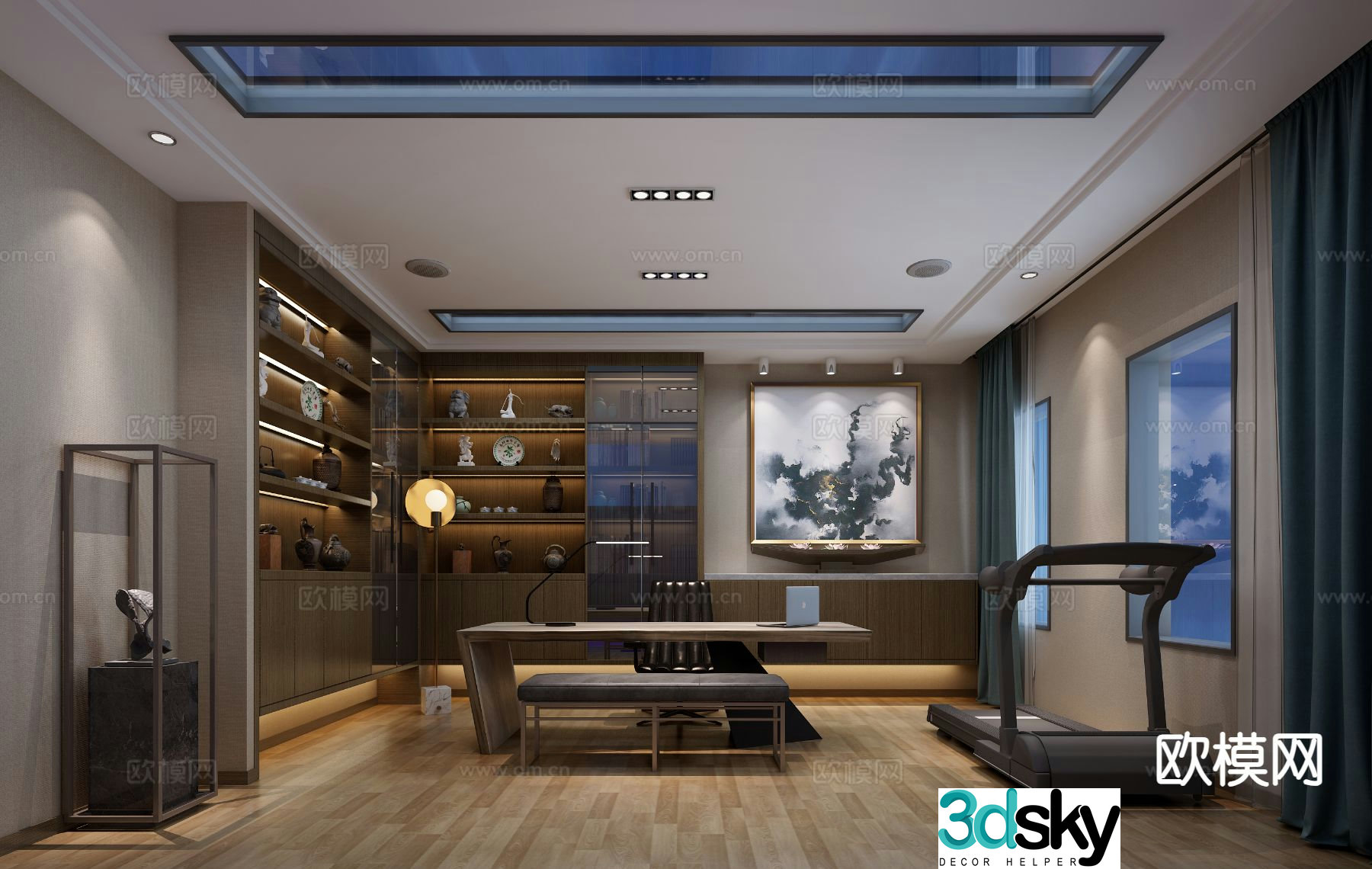 New Chinese style study 3D model