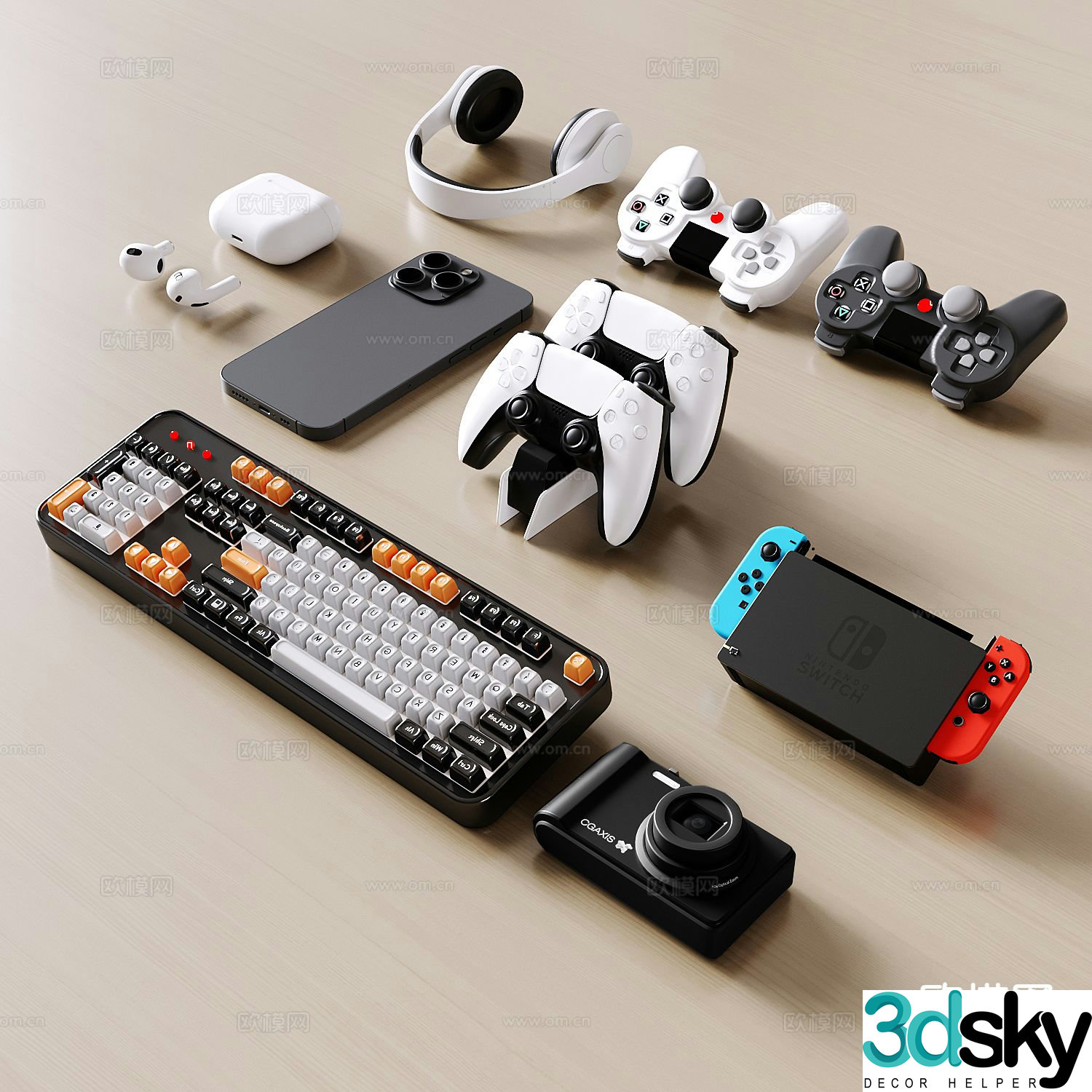 entertainment equipment gamepad keyboard 3d model
