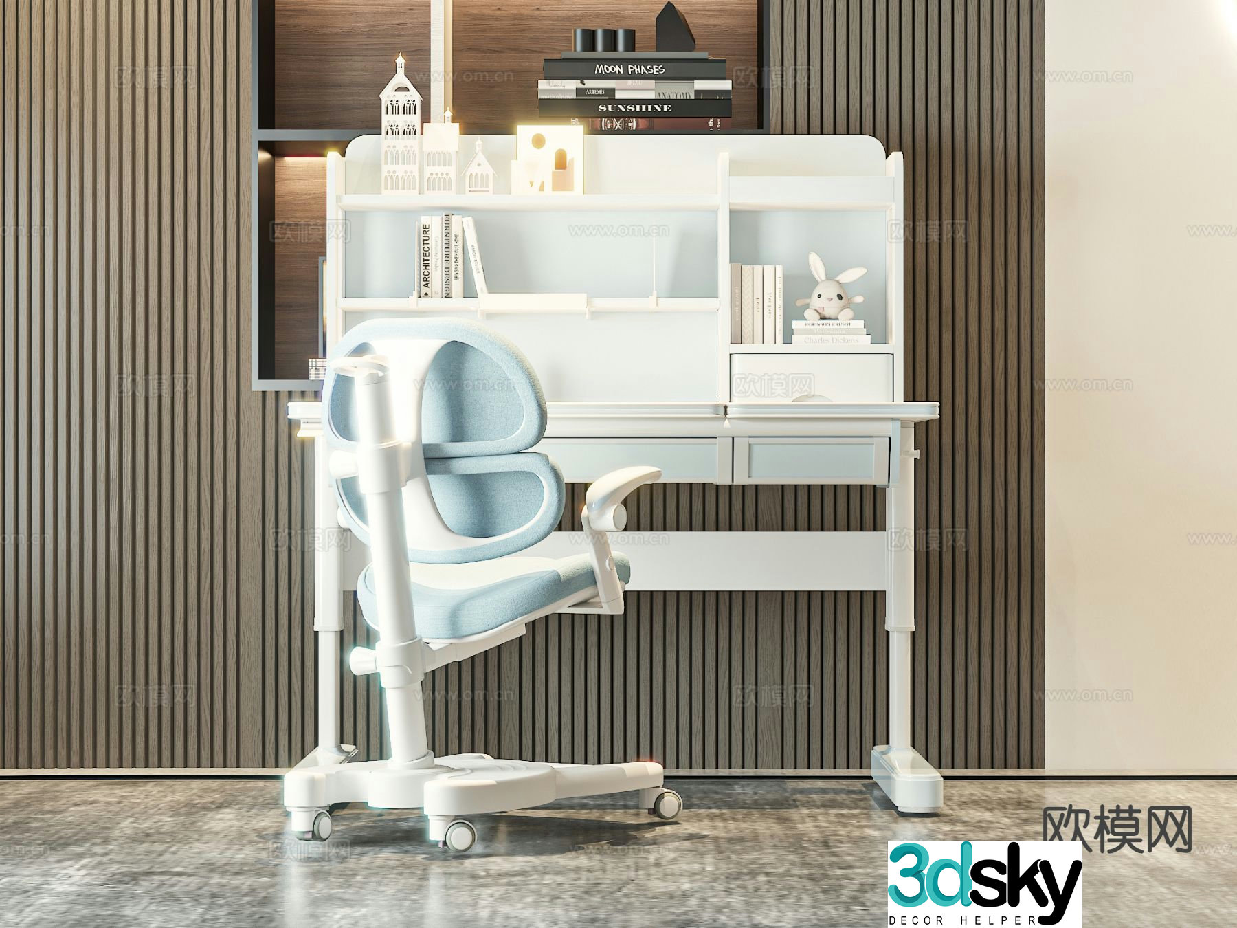 Modern children’s table and chair 3d model