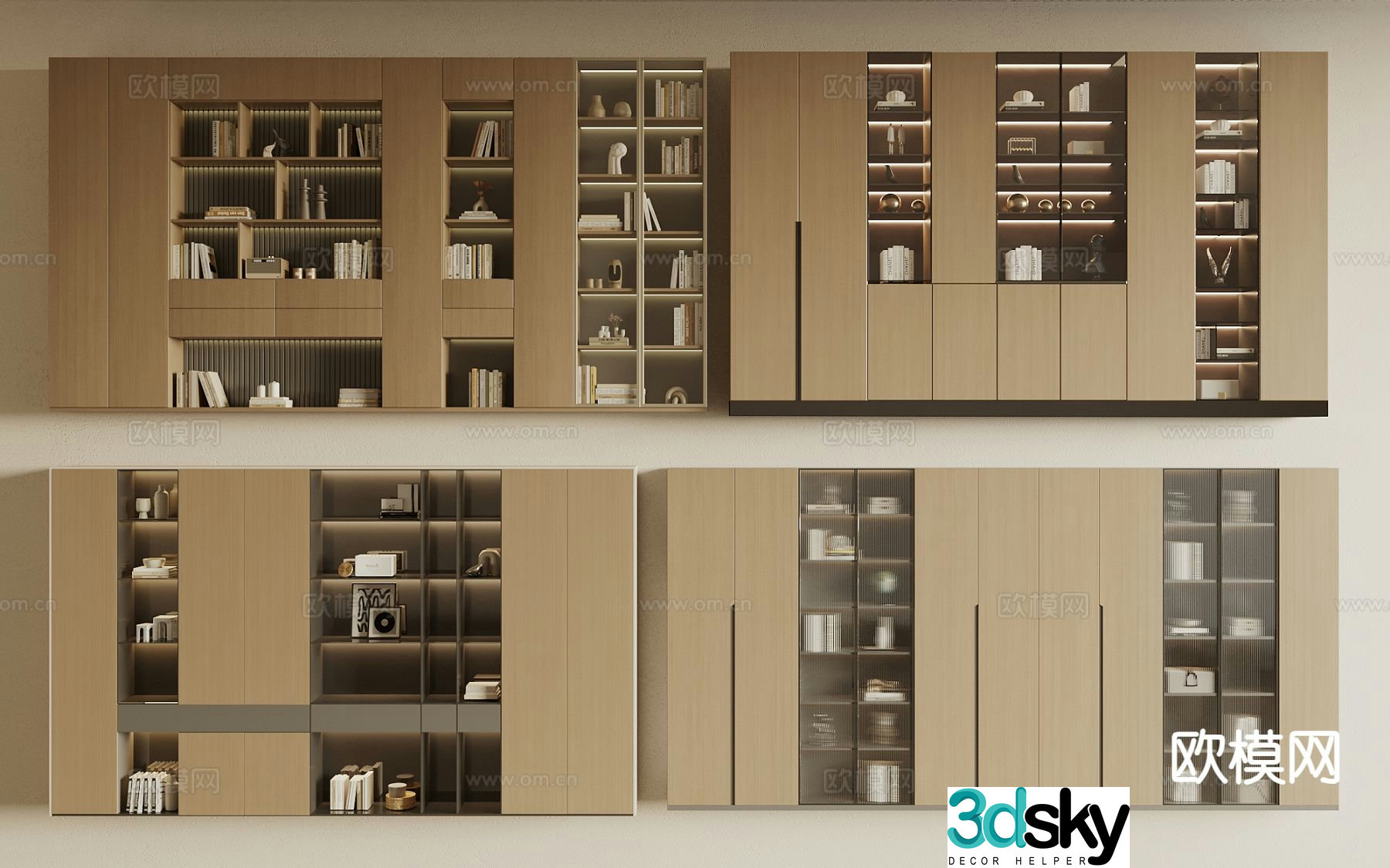 Modern bookcase bookshelf 3d model